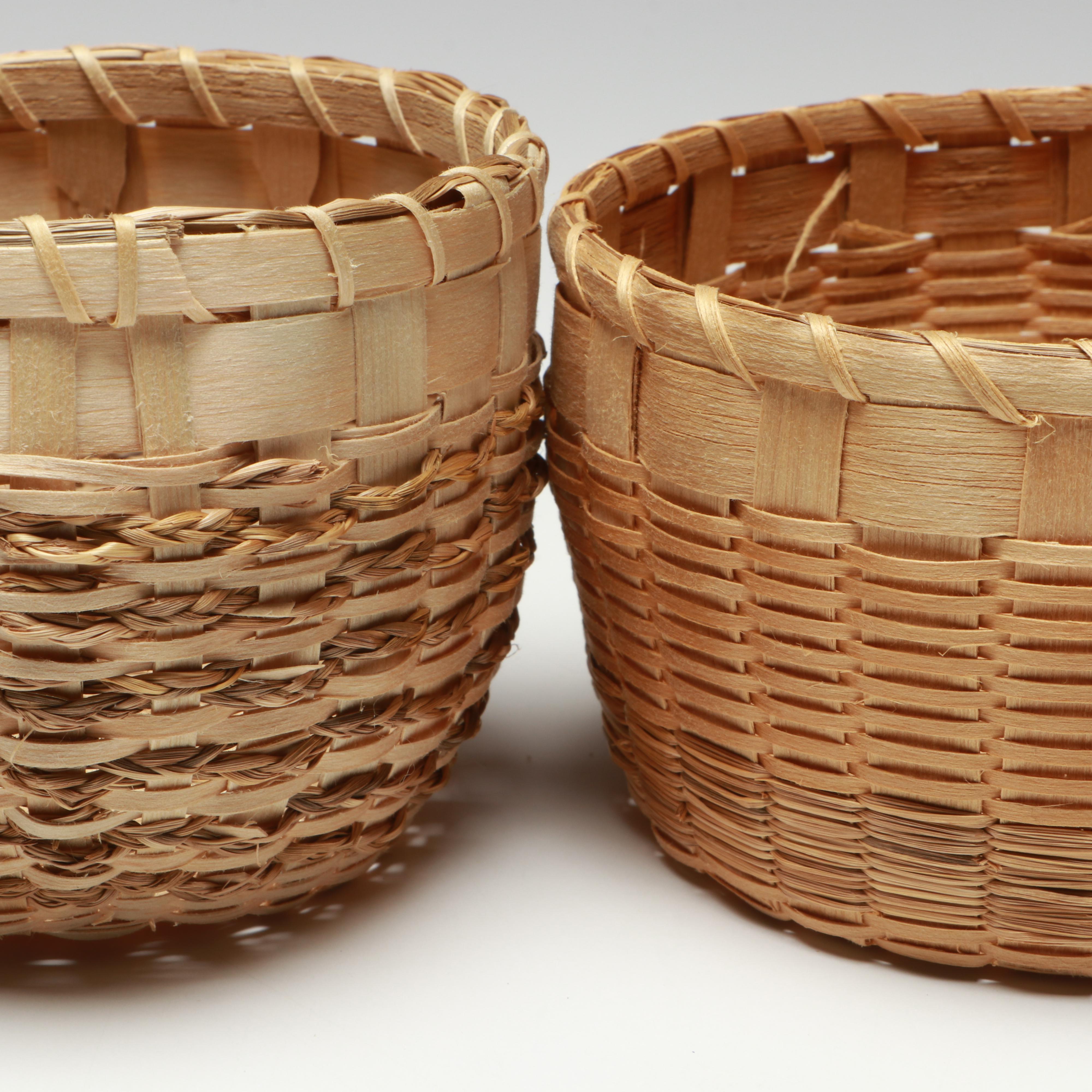 Mohawk Artisan Crafted Black Ash Corn Washing Basket and Lidded Baskets