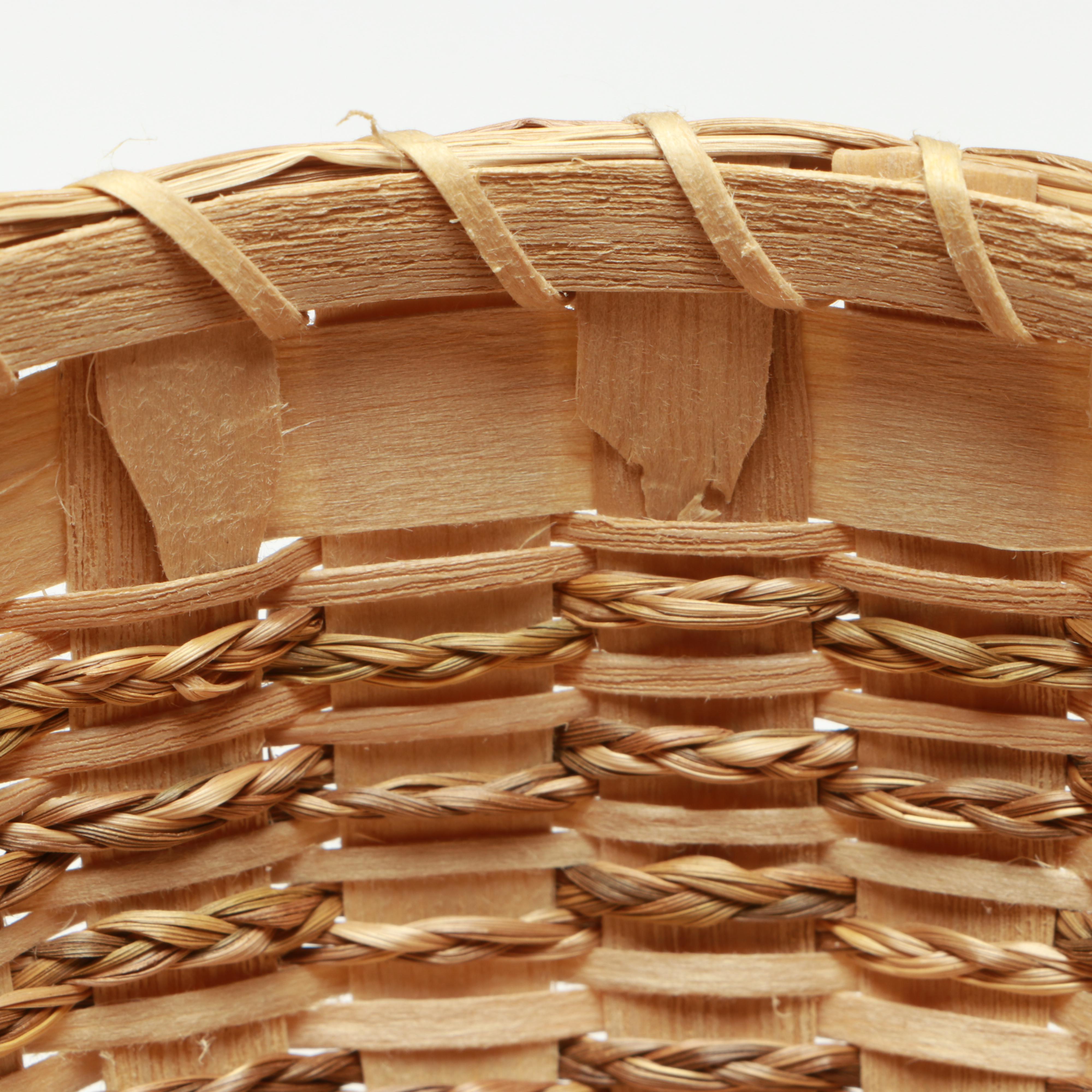 Mohawk Artisan Crafted Black Ash Corn Washing Basket and Lidded Baskets