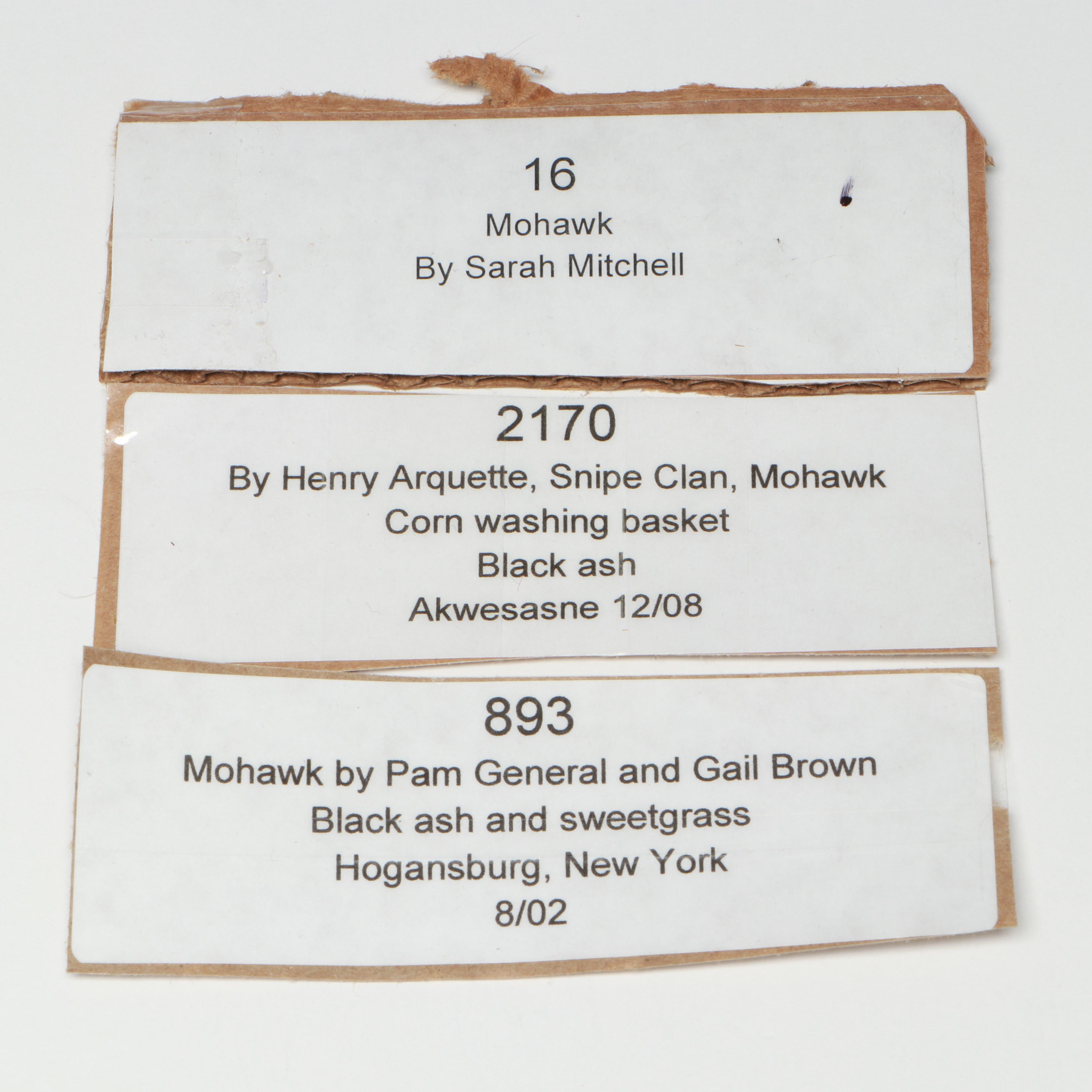 Mohawk Artisan Crafted Black Ash Corn Washing Basket and Lidded Baskets