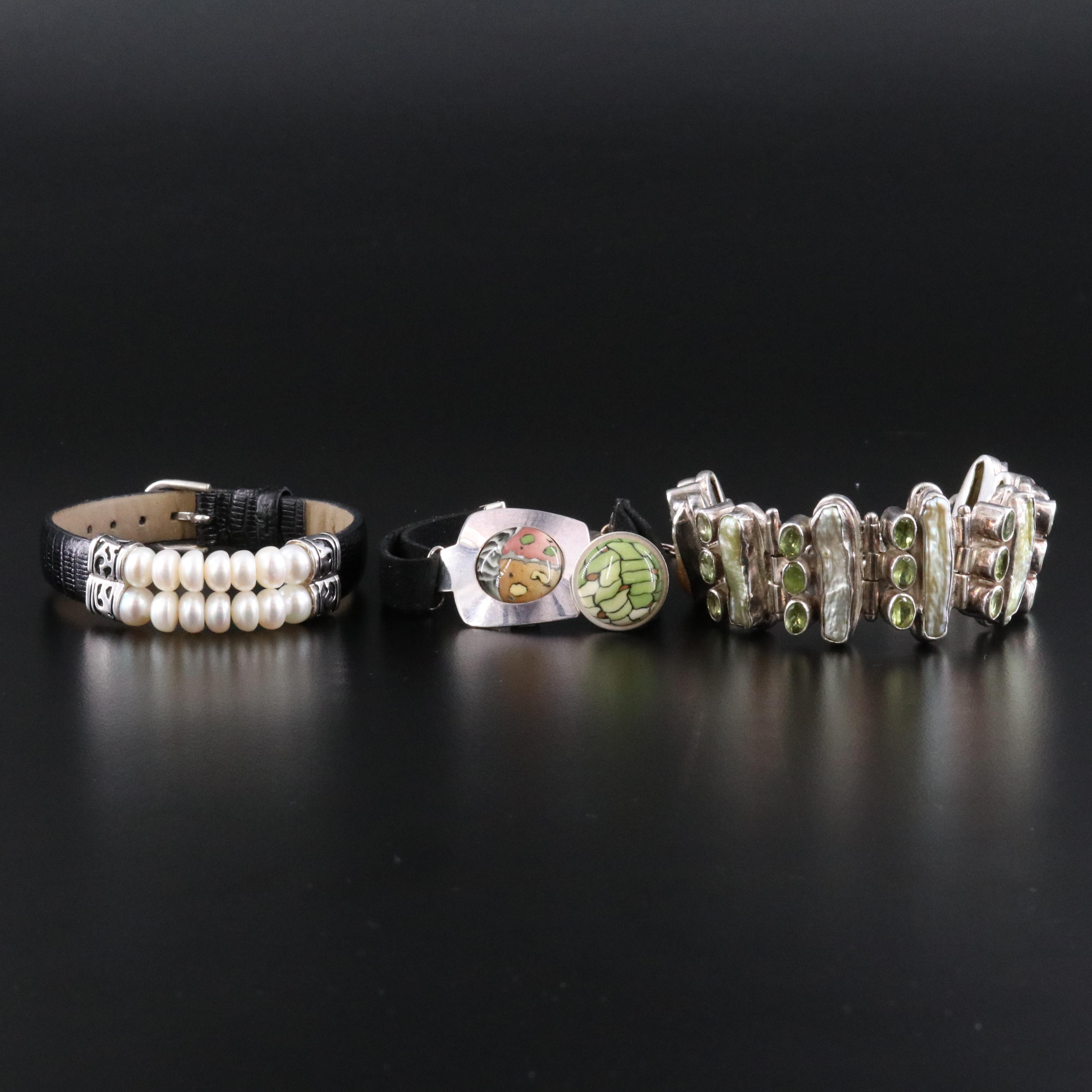 Sterling, Pearls and Peridot Featured in Bracelet Collection