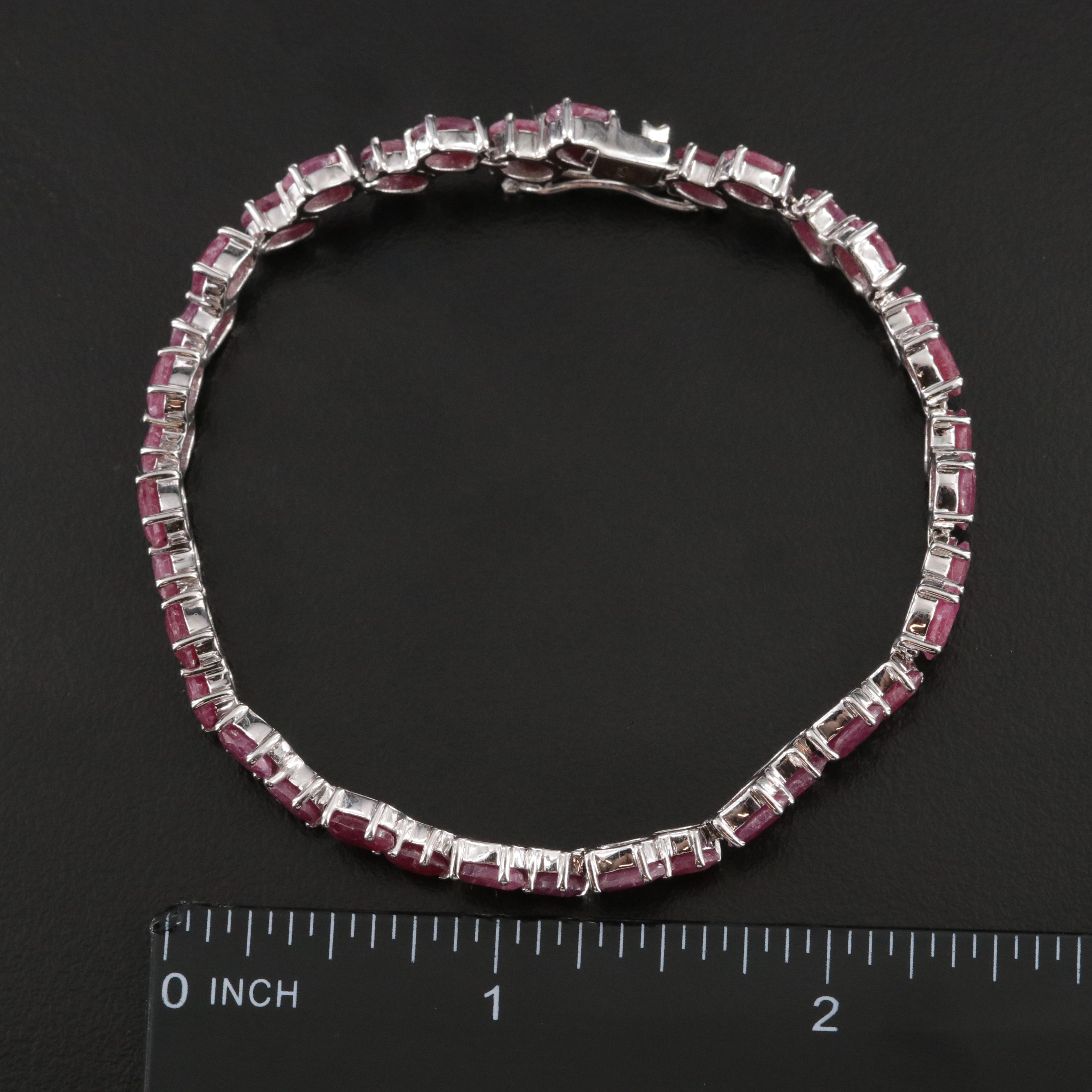 Sterling Ruby Wavy Line Bracelet