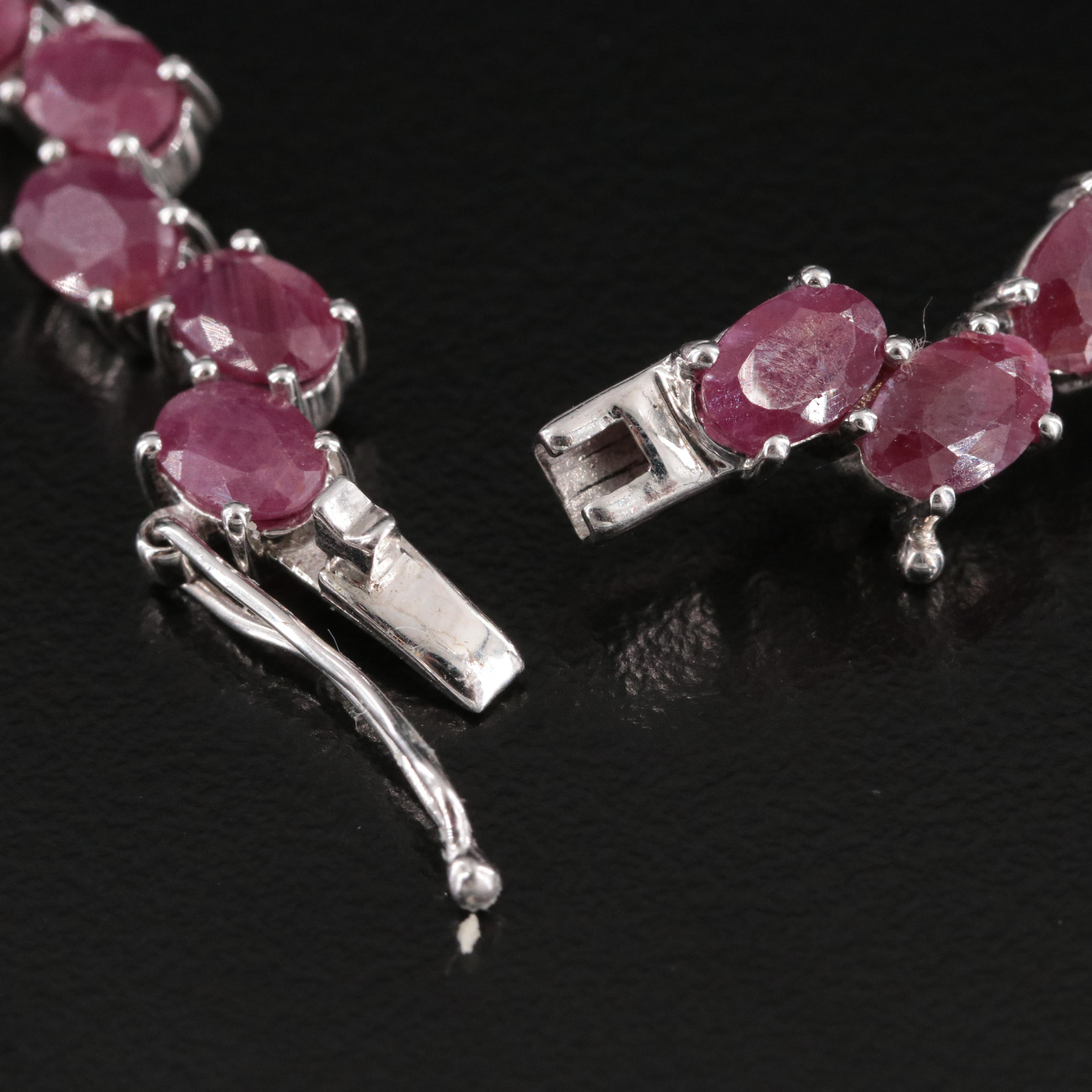 Sterling Ruby Wavy Line Bracelet