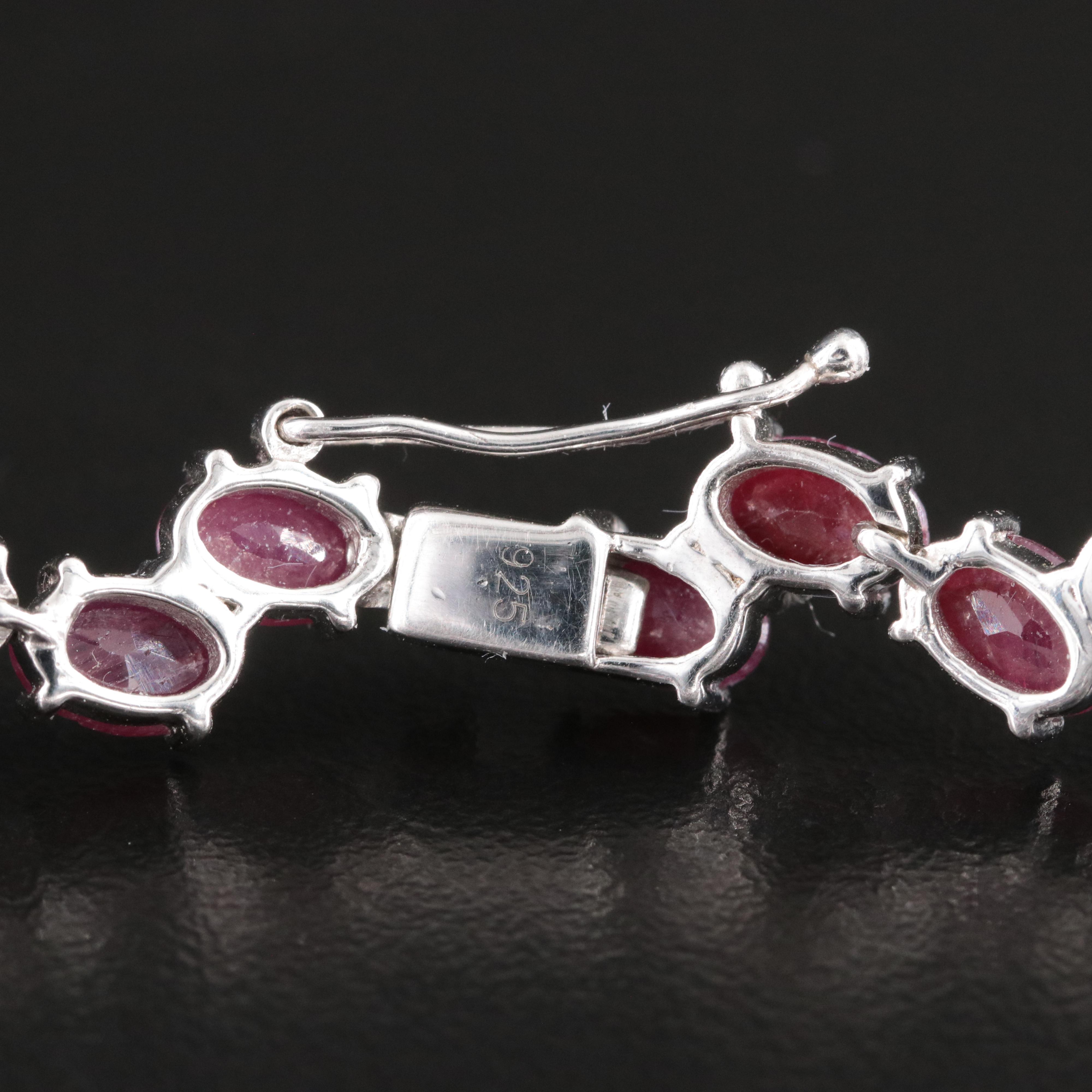 Sterling Ruby Wavy Line Bracelet