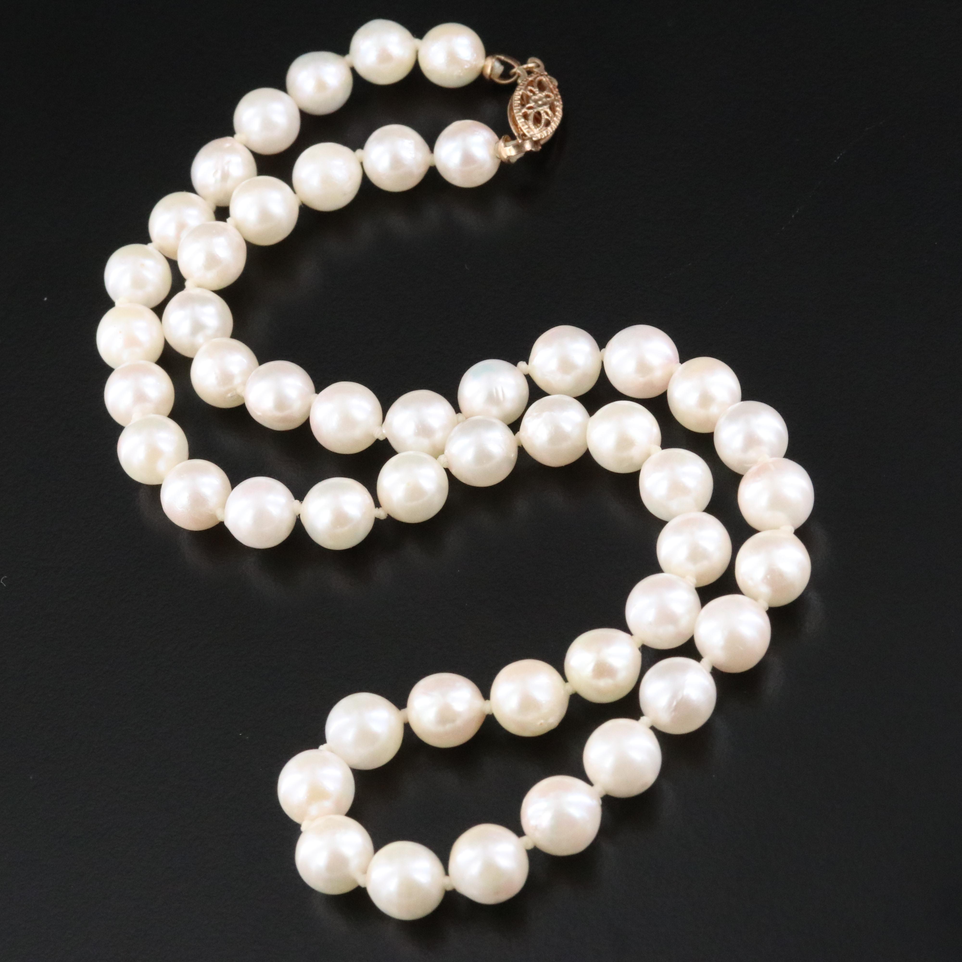 Pearl Necklace with 14K Clasp