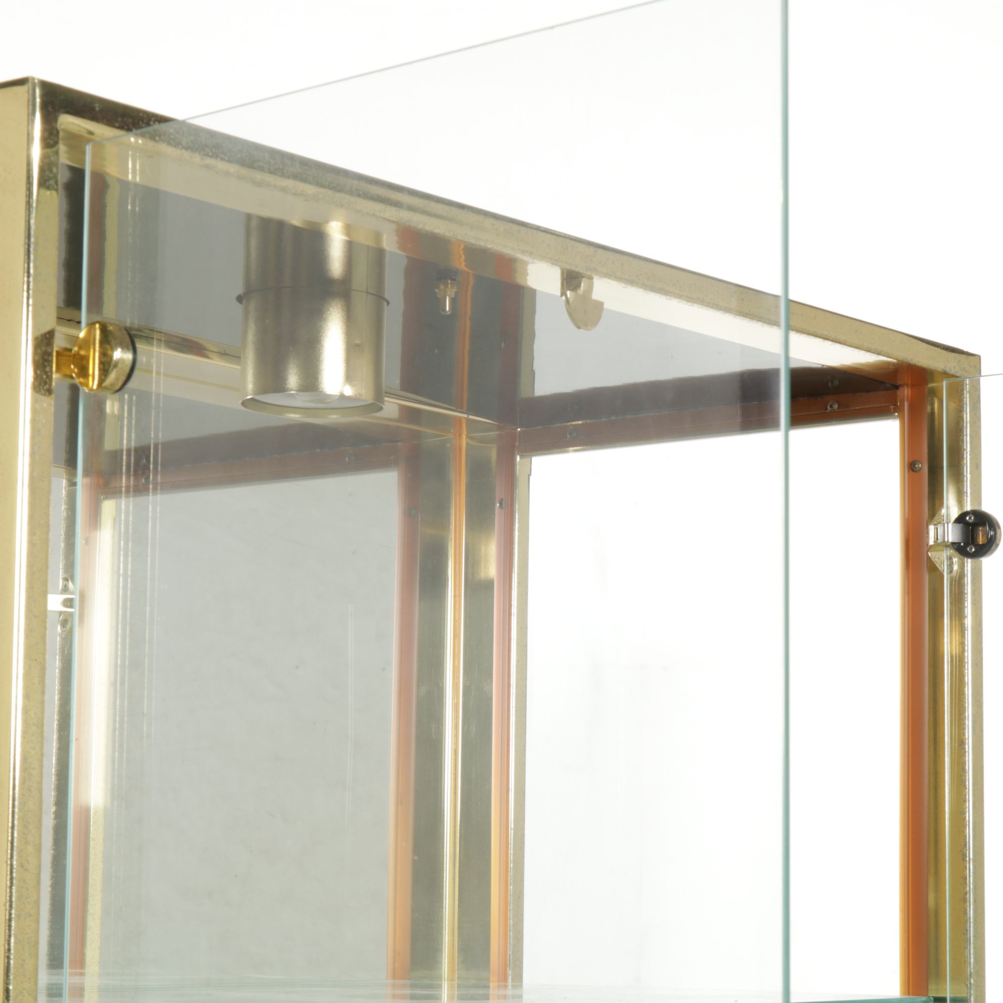 Illuminated Brass-Finished Curio Cabinet, Late 20th Century