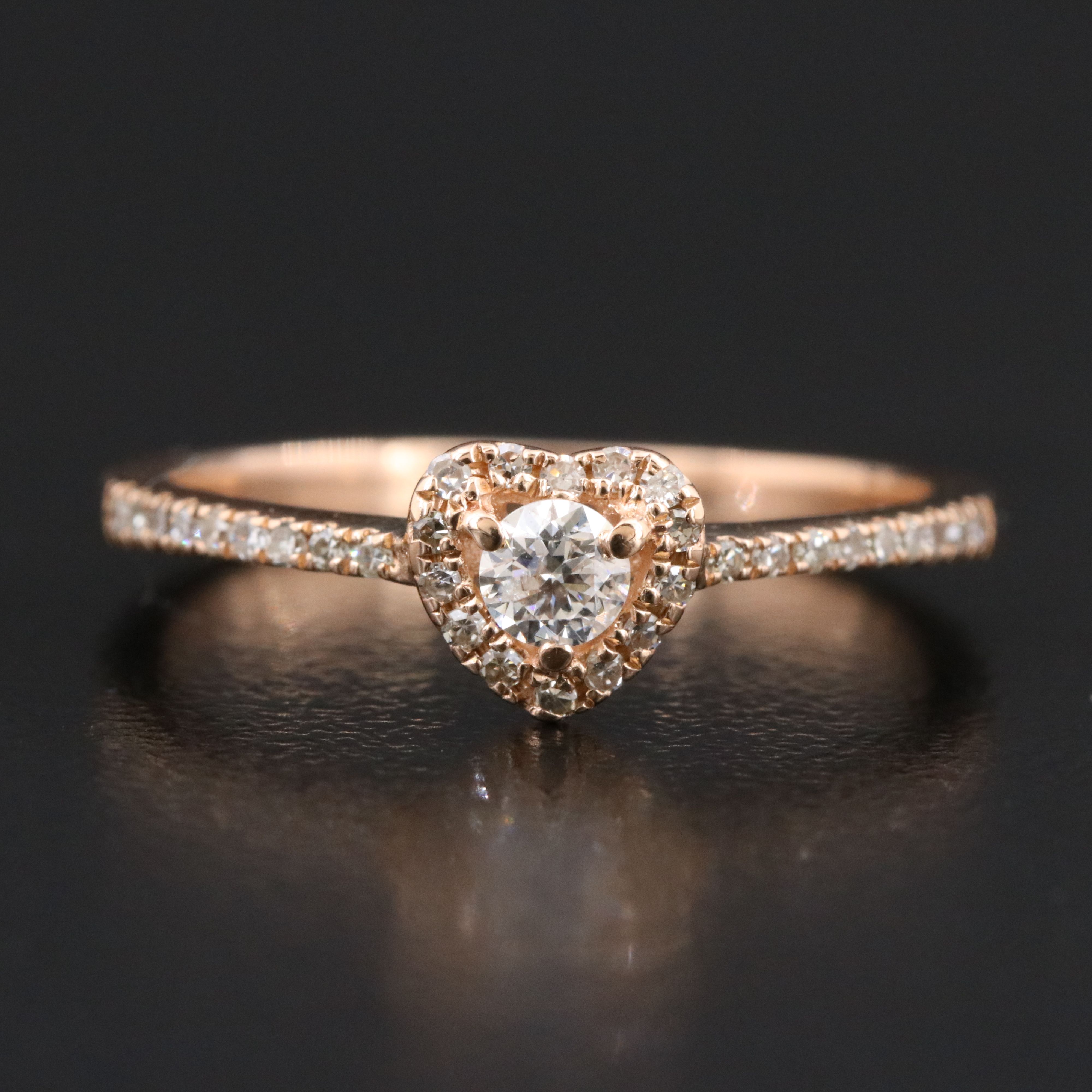 10K Rose Gold 0.23 CTW Diamond Heart Ring