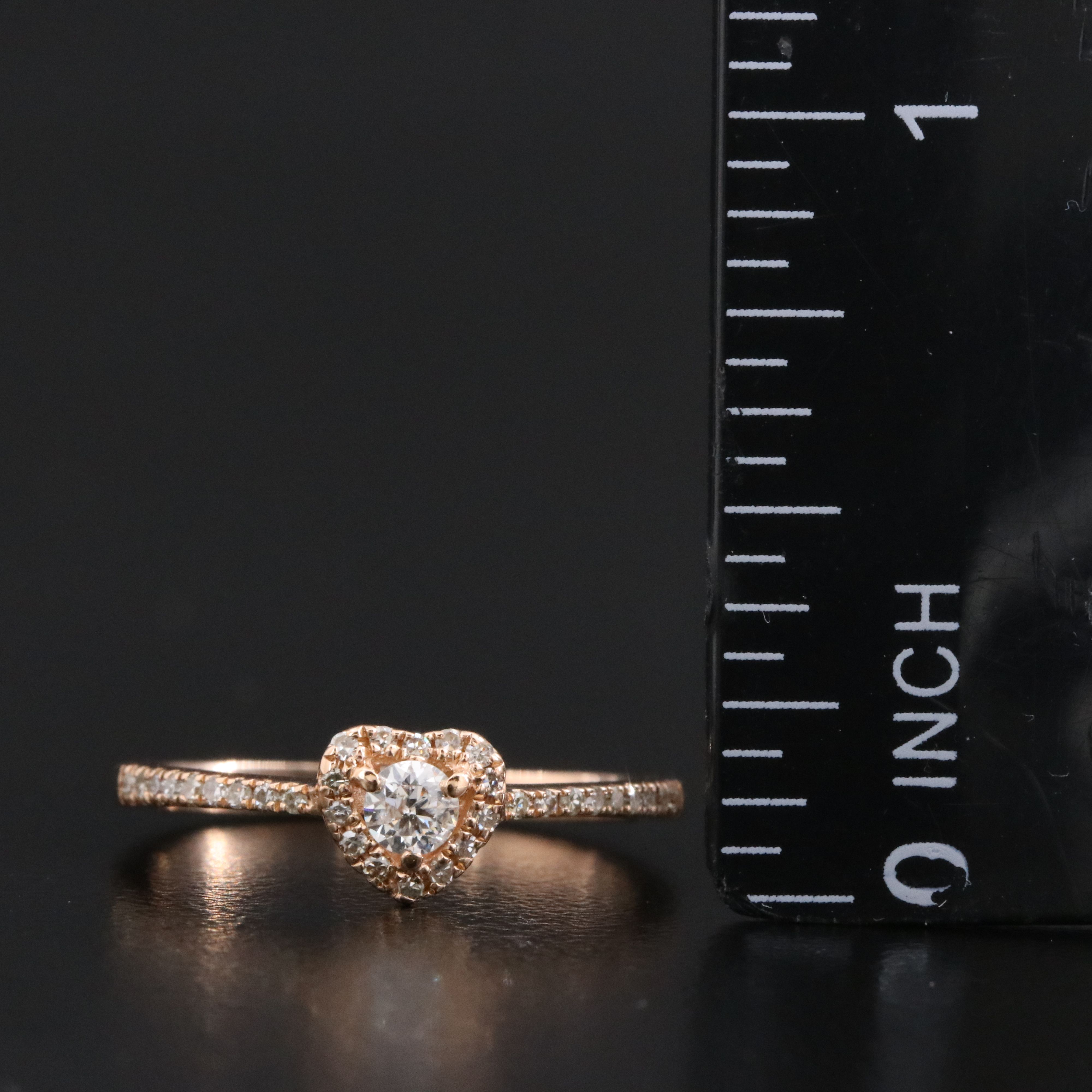 10K Rose Gold 0.23 CTW Diamond Heart Ring