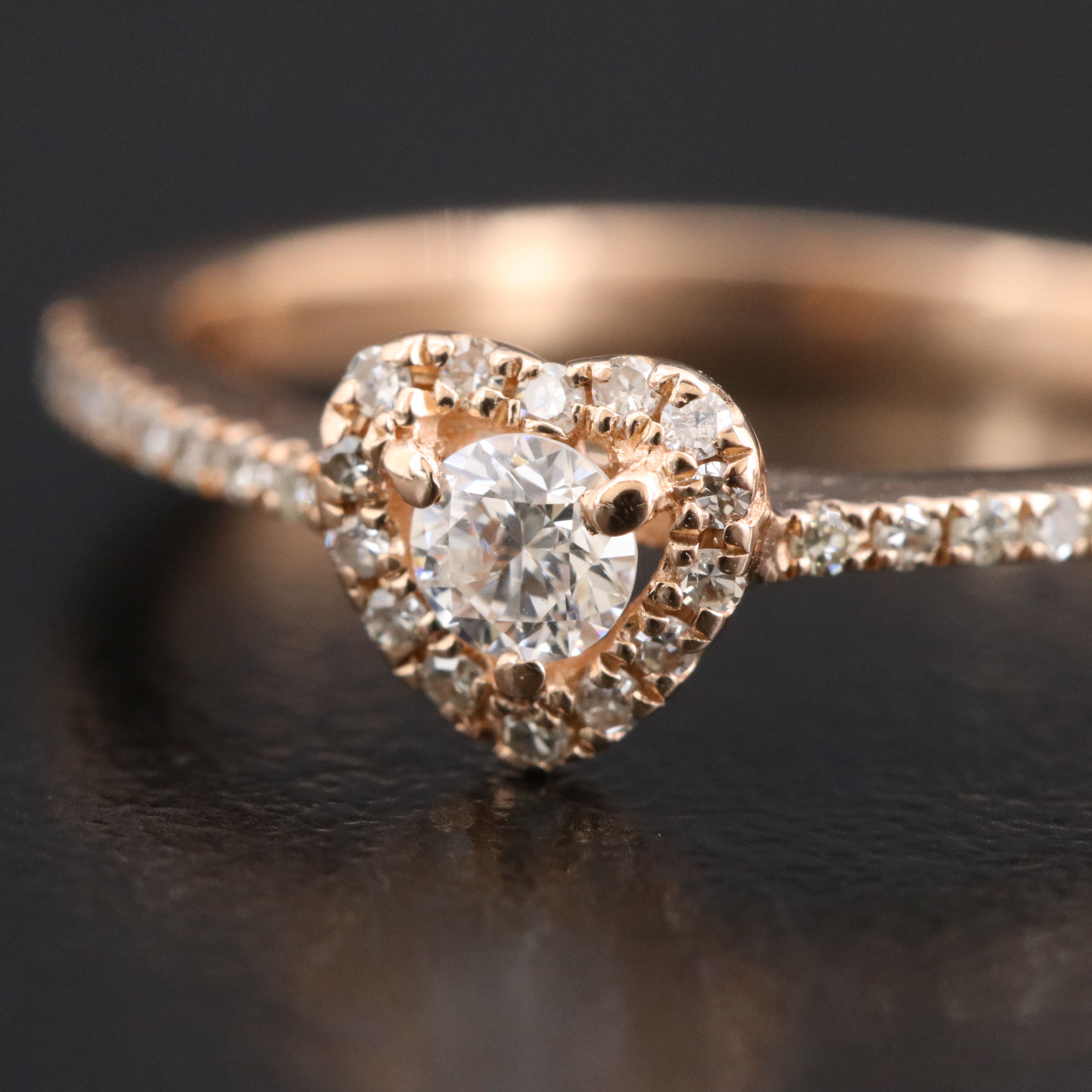 10K Rose Gold 0.23 CTW Diamond Heart Ring