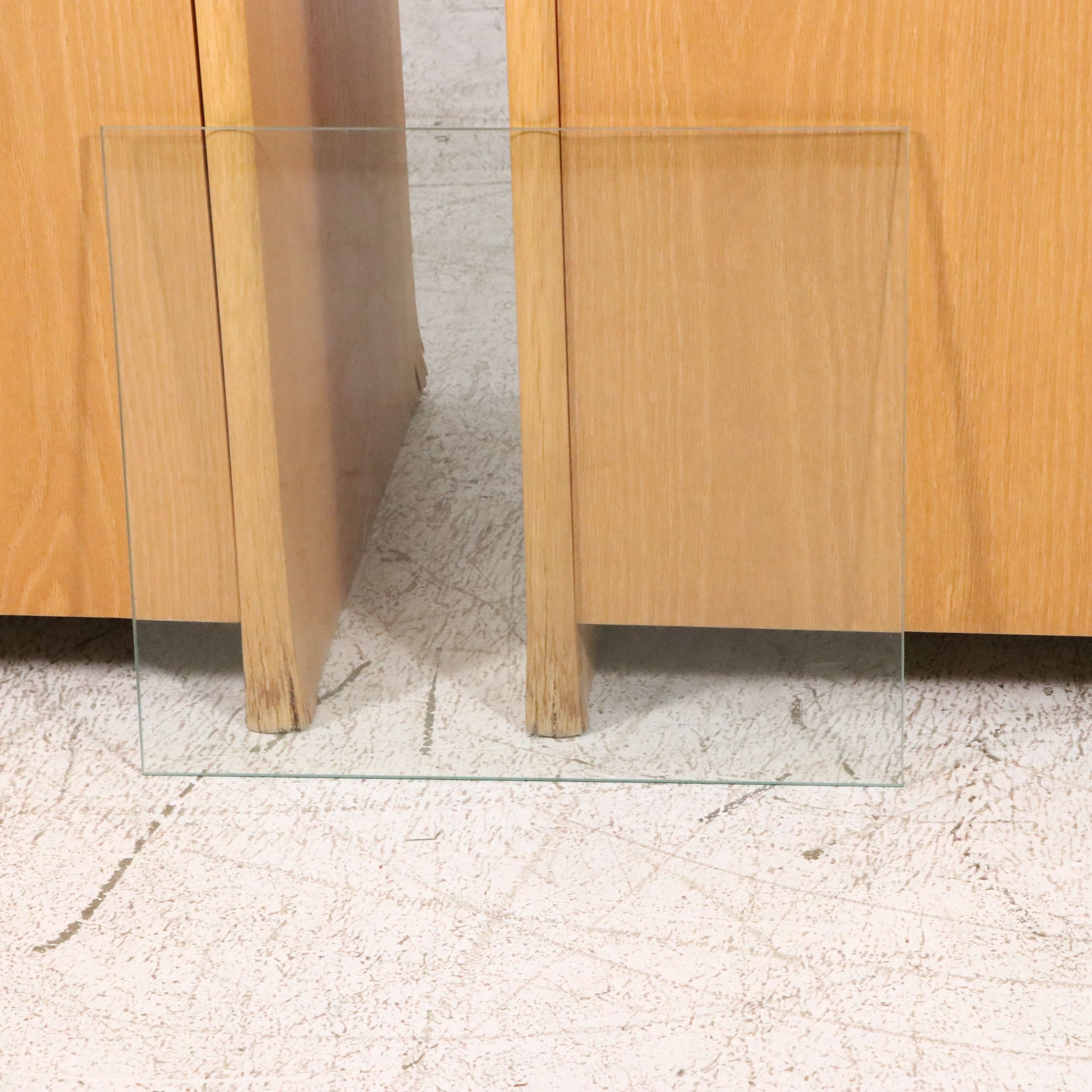 Scandinavian Modern Style Wooden Cabinets with Smoke Glass Doors