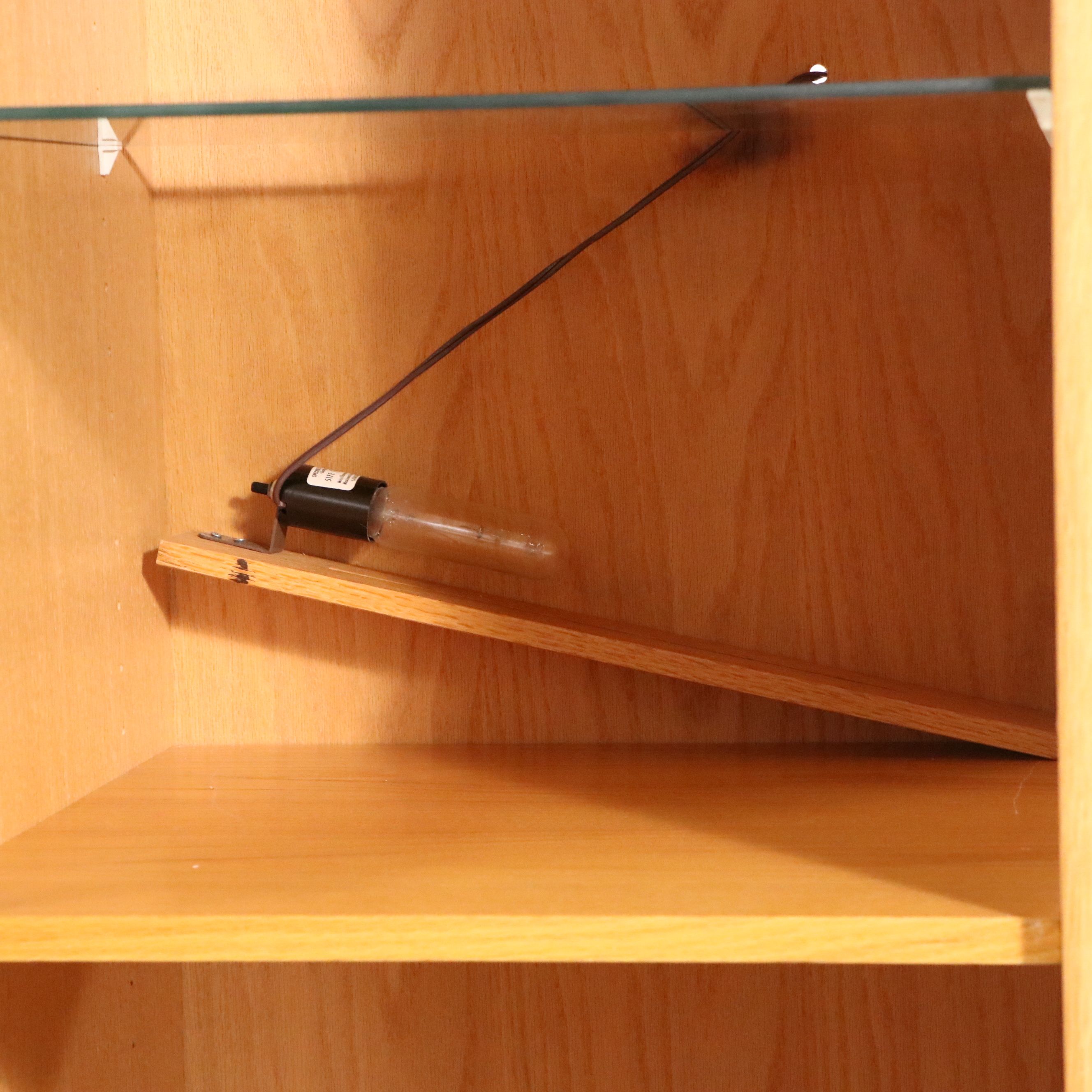 Scandinavian Modern Style Wooden Cabinets with Smoke Glass Doors