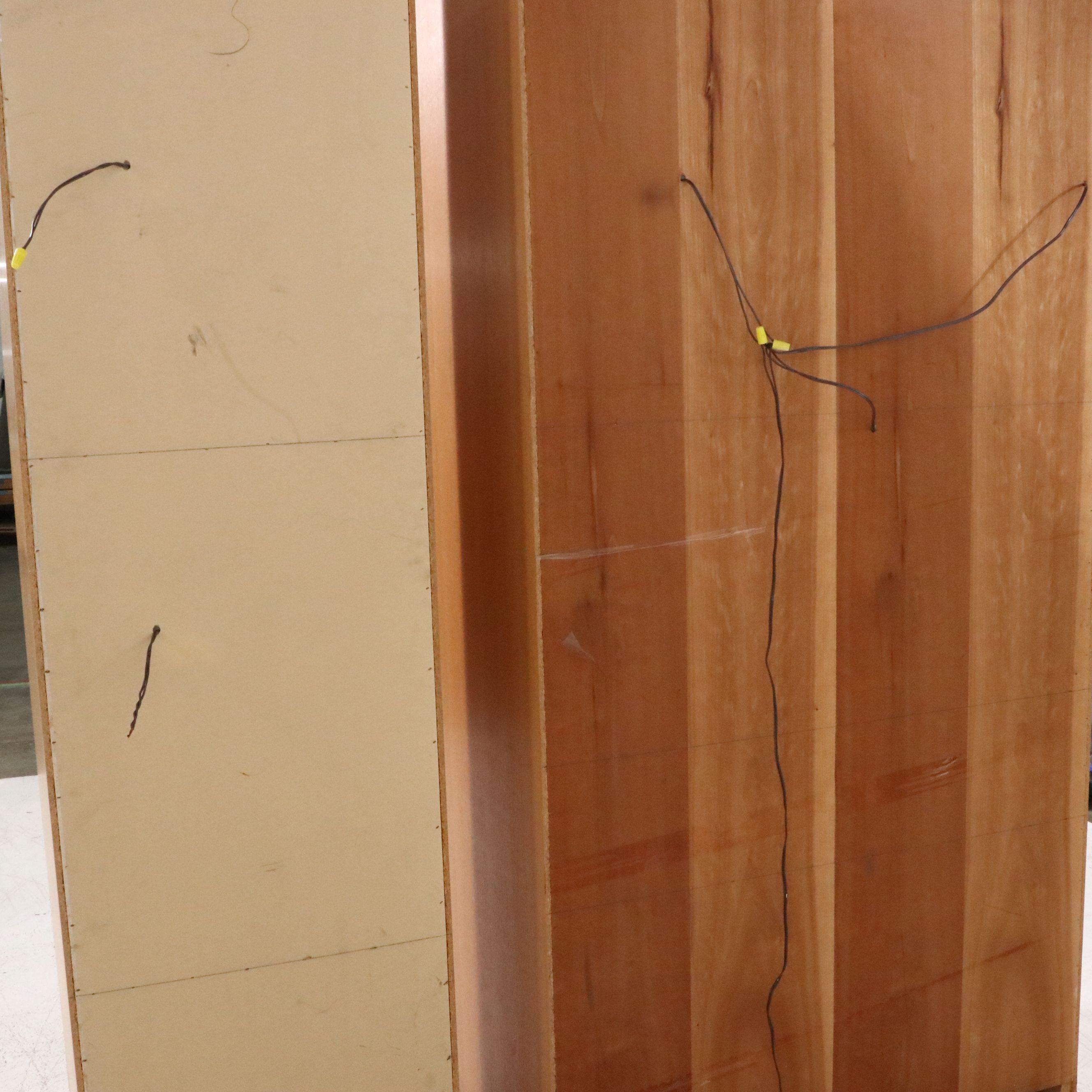 Scandinavian Modern Style Wooden Cabinets with Smoke Glass Doors