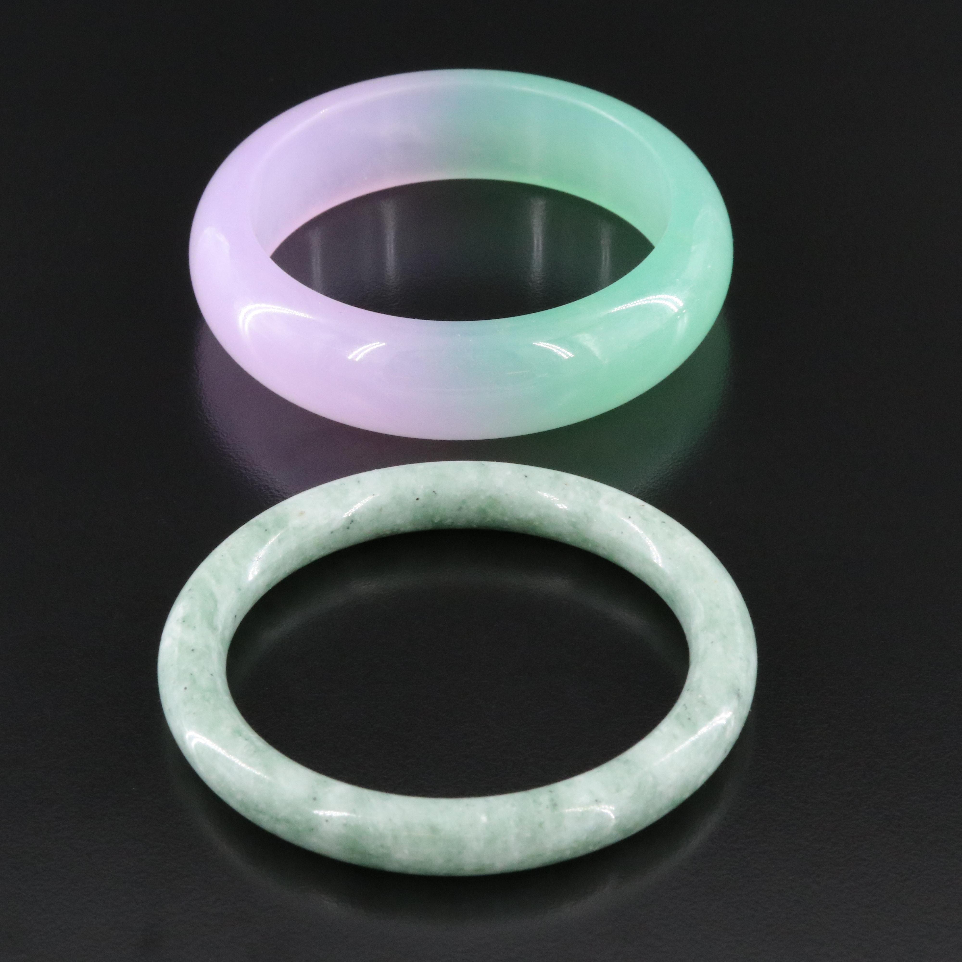Jadeite and Quartz Bangle Bracelets