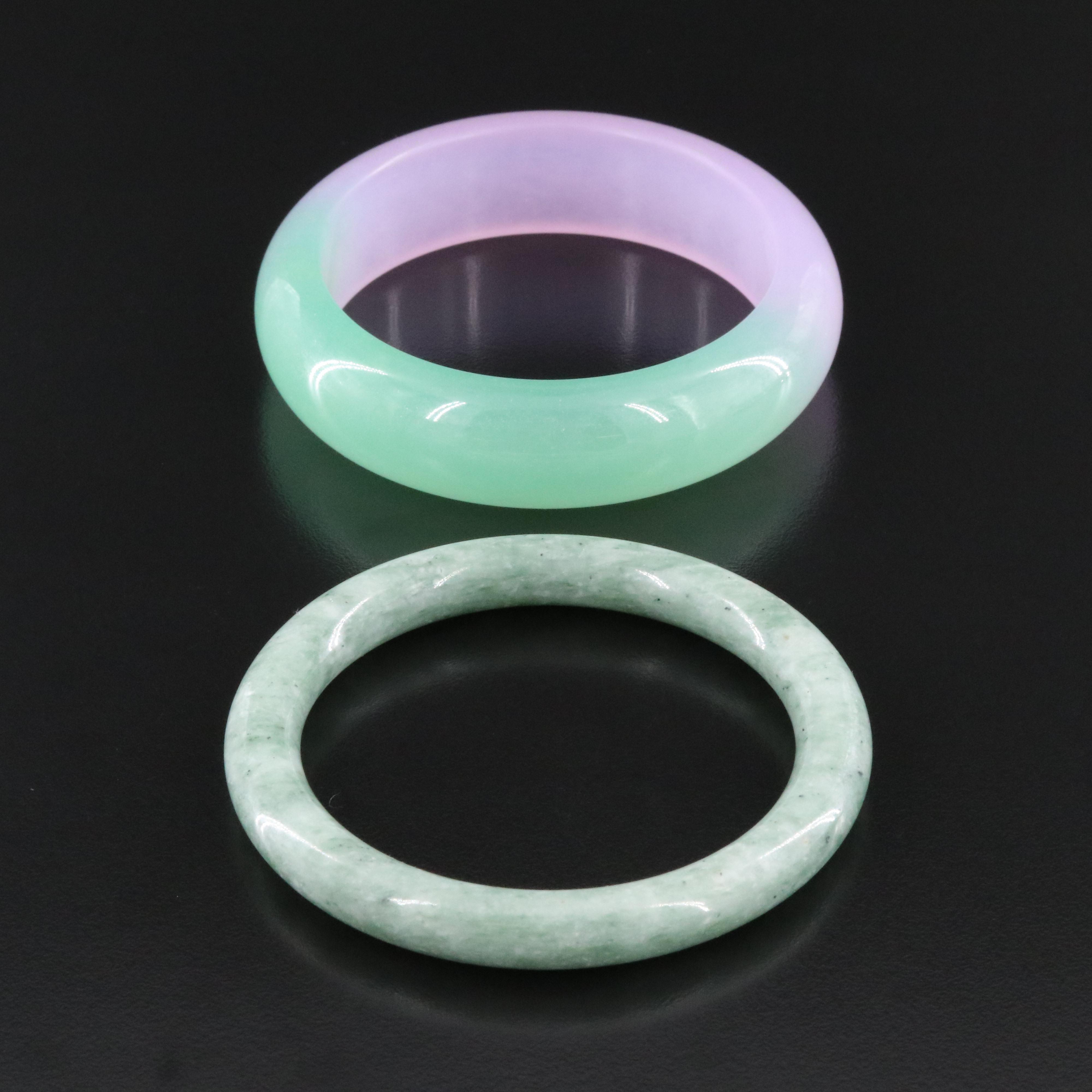 Jadeite and Quartz Bangle Bracelets