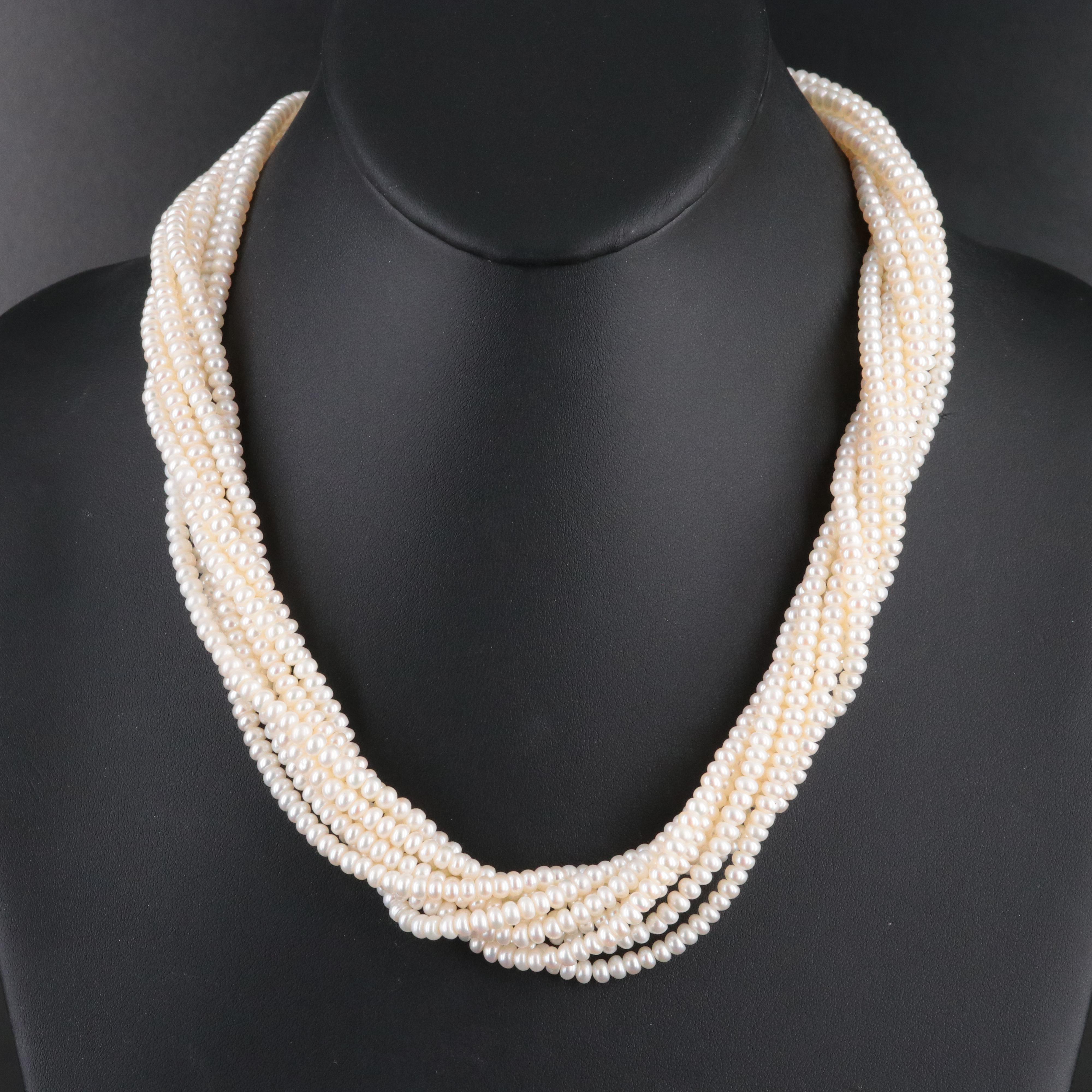 14K Pearl Eight Strand Necklace