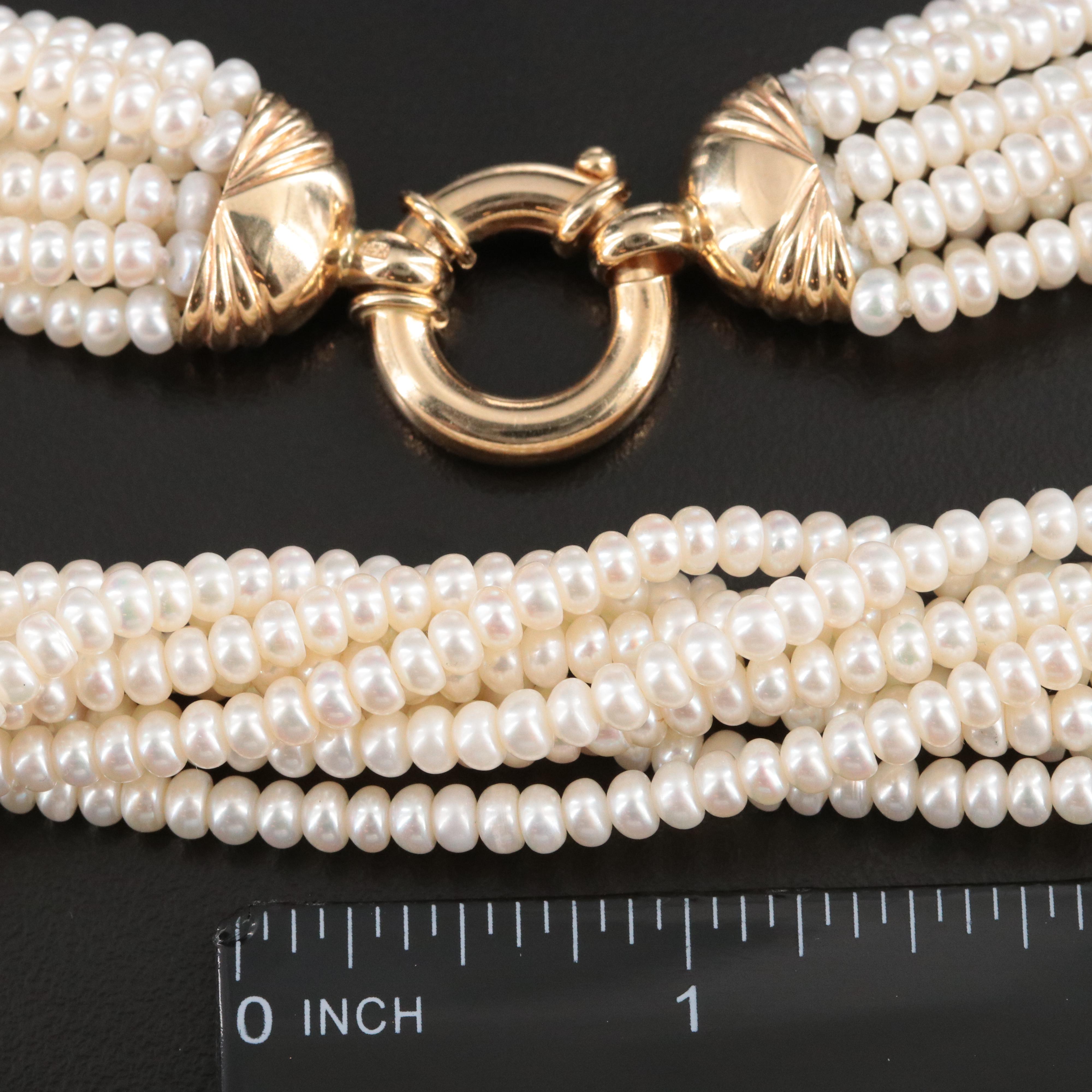 14K Pearl Eight Strand Necklace