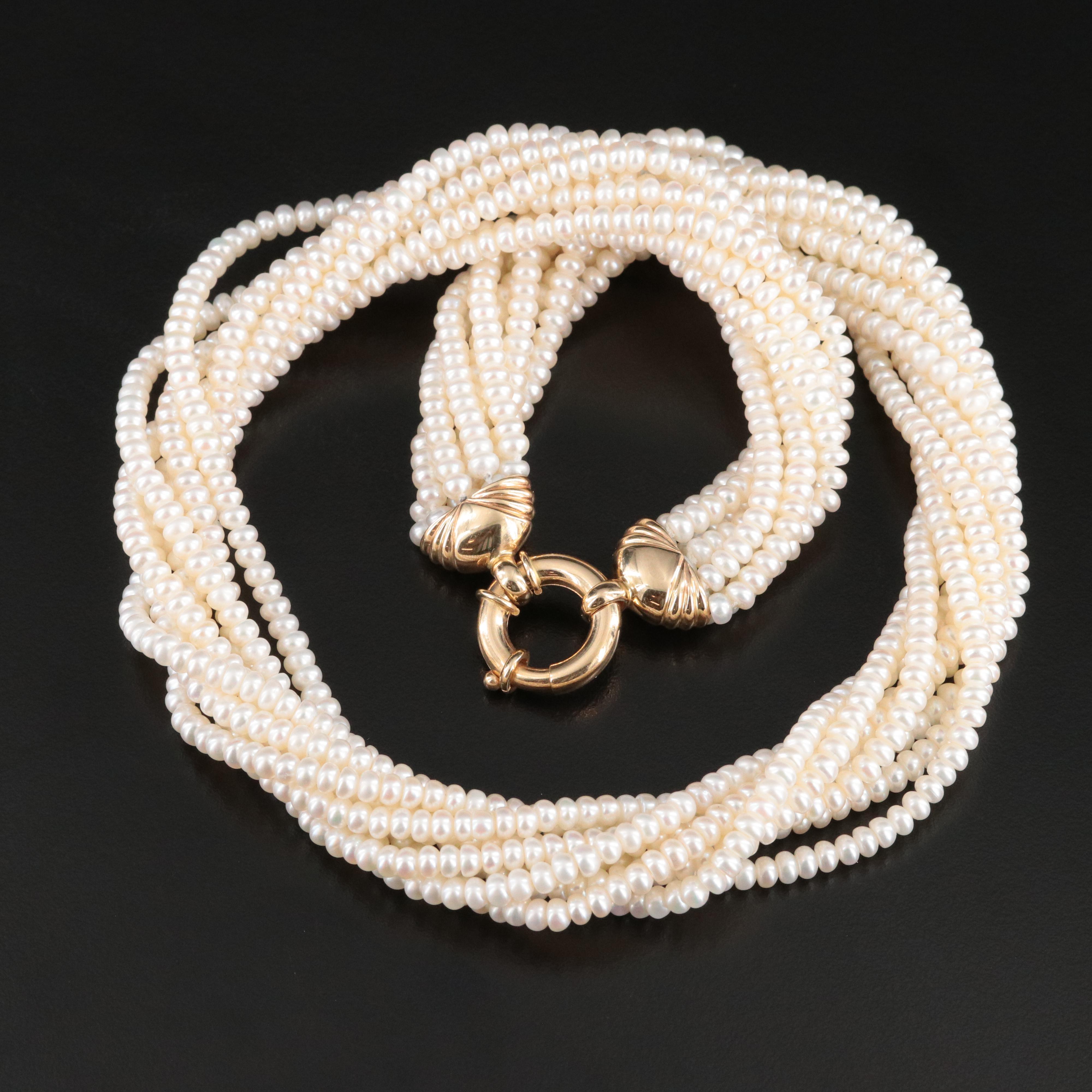 14K Pearl Eight Strand Necklace