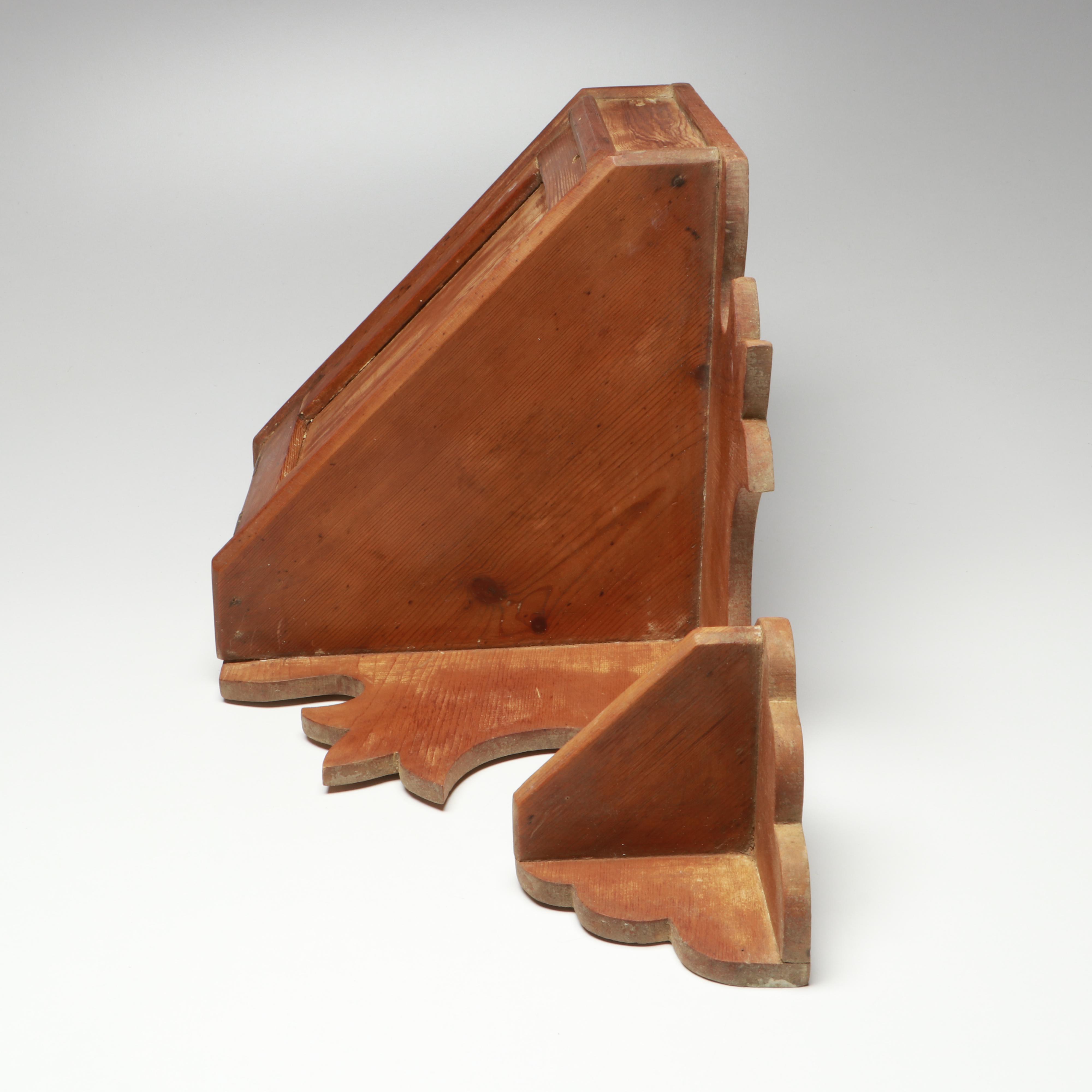 Vintage Wooden Corner Shelf with Cupboard