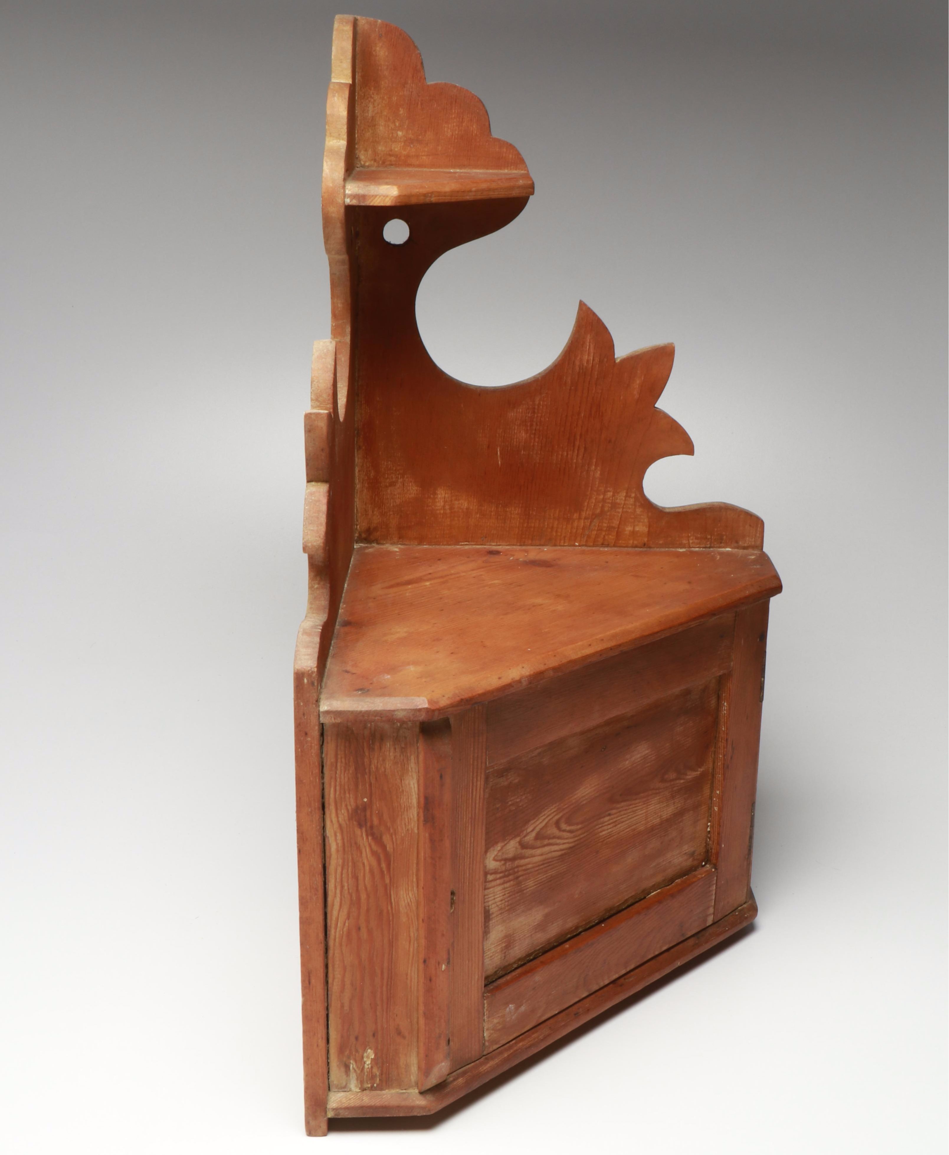 Vintage Wooden Corner Shelf with Cupboard