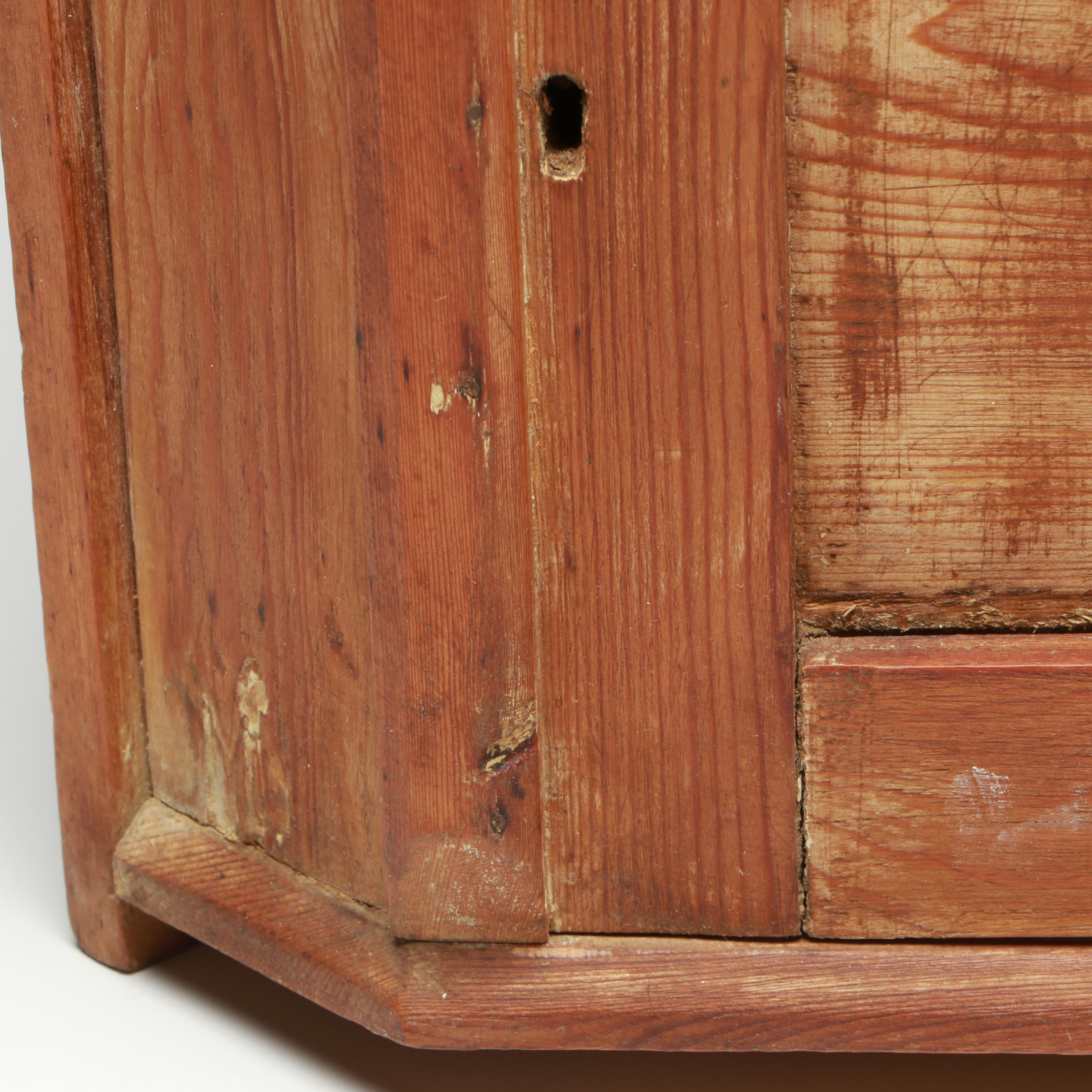 Vintage Wooden Corner Shelf with Cupboard