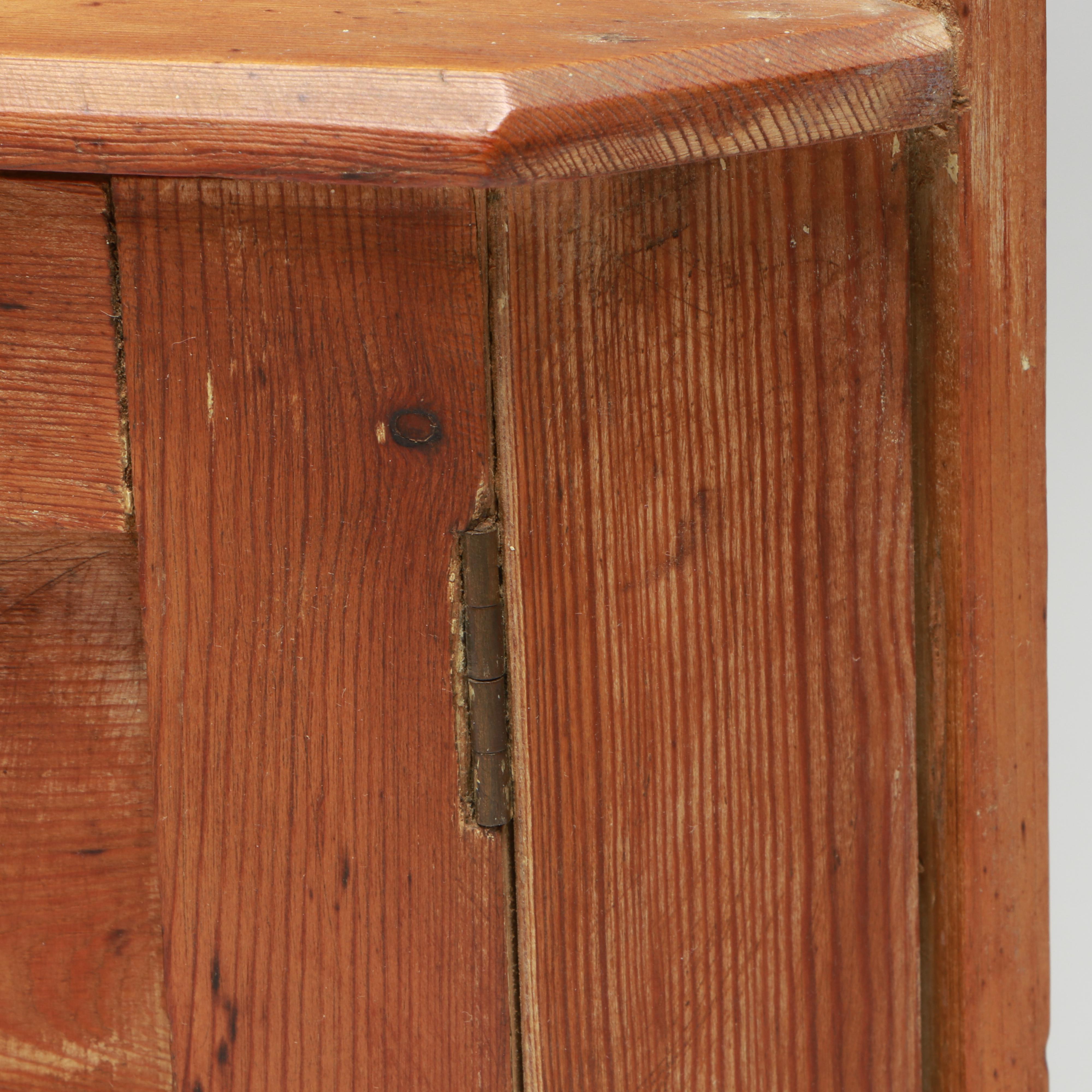 Vintage Wooden Corner Shelf with Cupboard