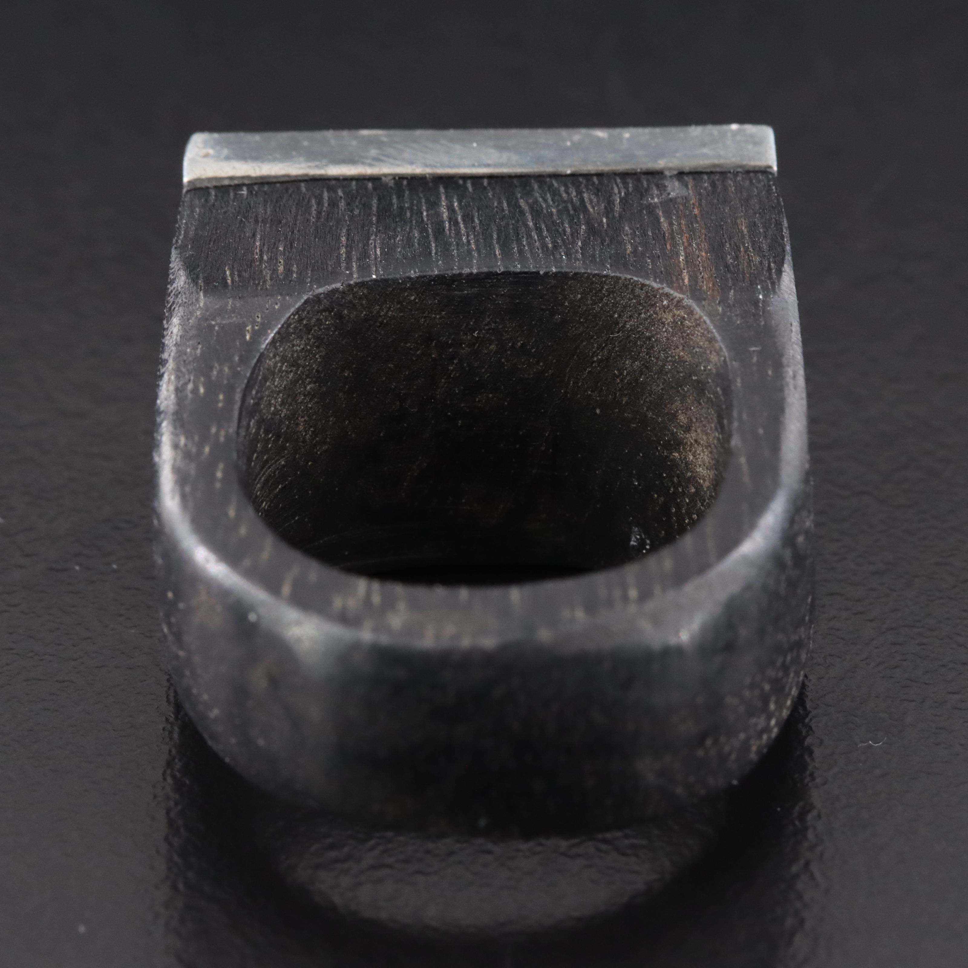 Sterling Enamel and Wood East-West Ring