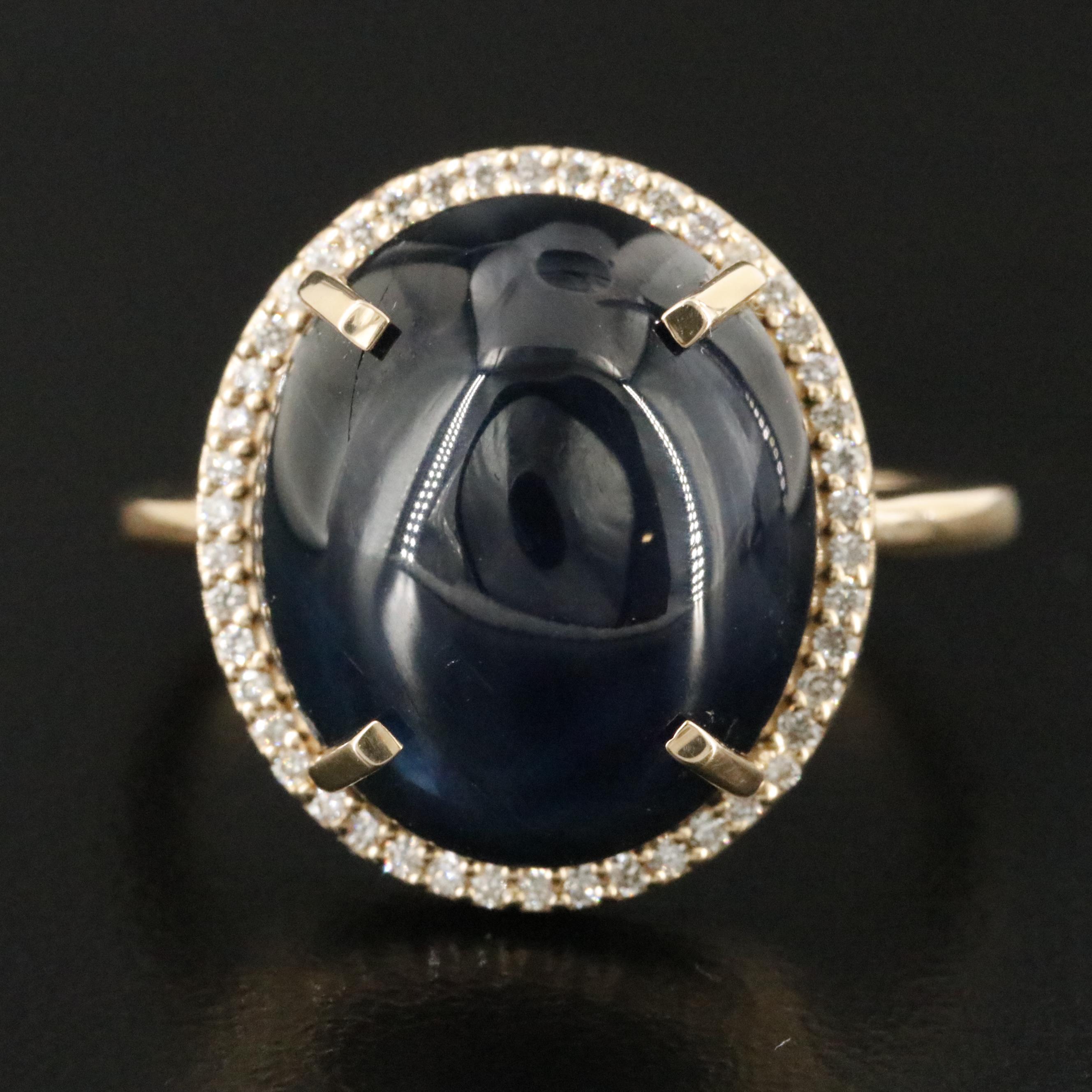 14K 14.17 CT Sapphire and Diamond Ring