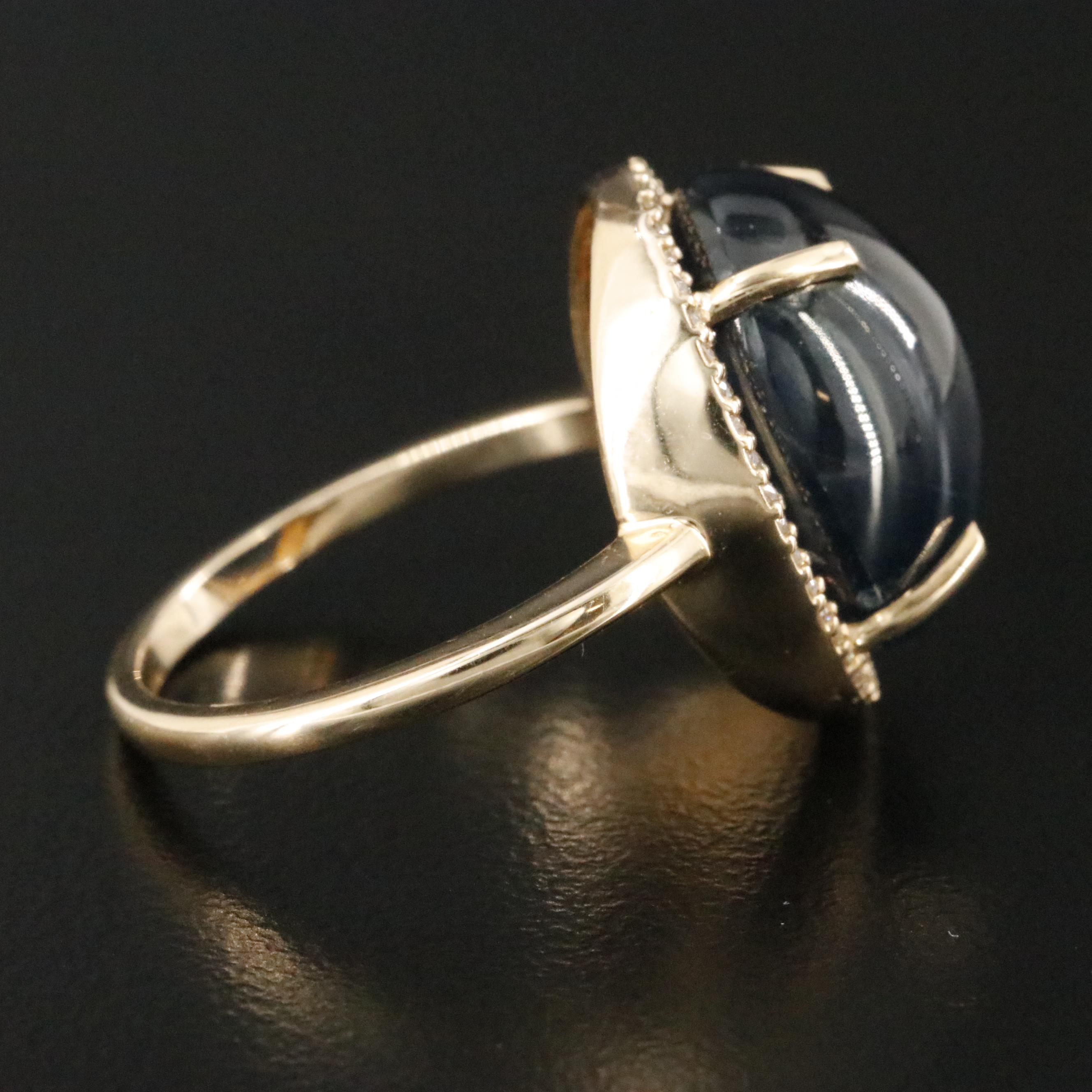 14K 14.17 CT Sapphire and Diamond Ring