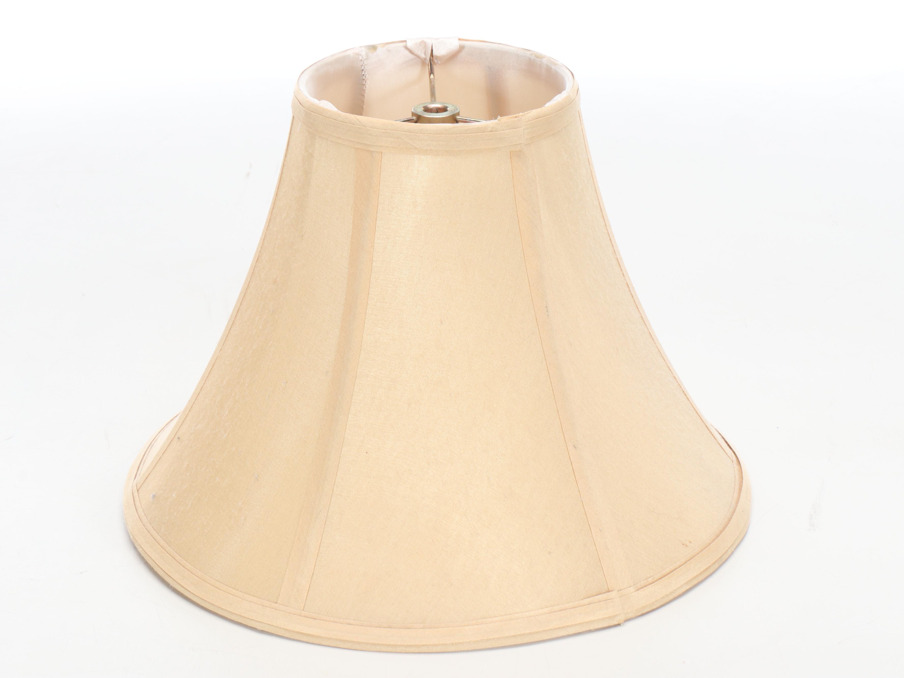 Berman Pewter and Brass Console Lamp with Silk Bell Shade