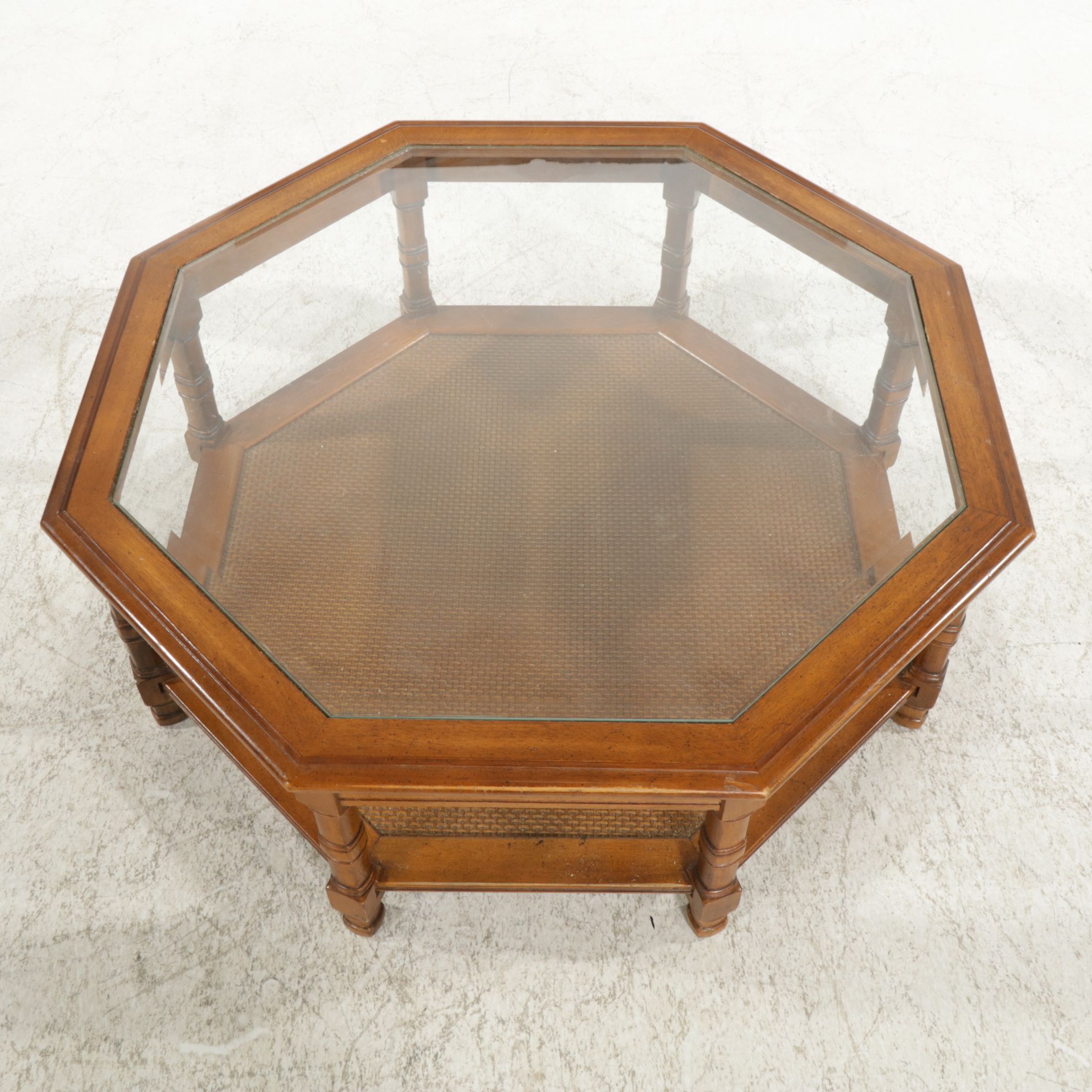 Octagonal Glass-Top Coffee Table, Mid to Late 20th Century