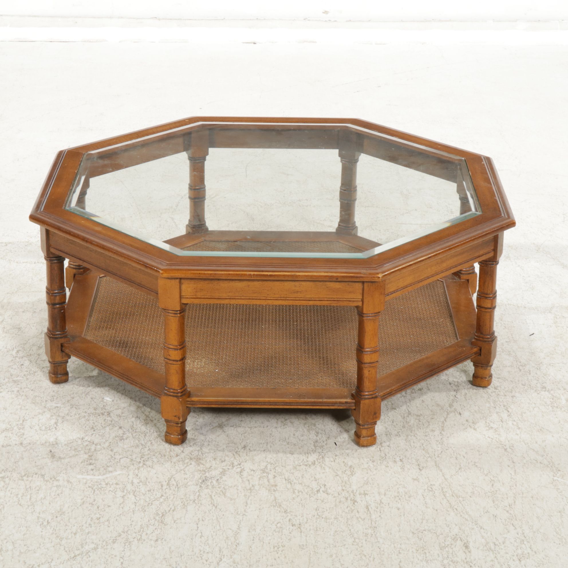 Octagonal Glass-Top Coffee Table, Mid to Late 20th Century