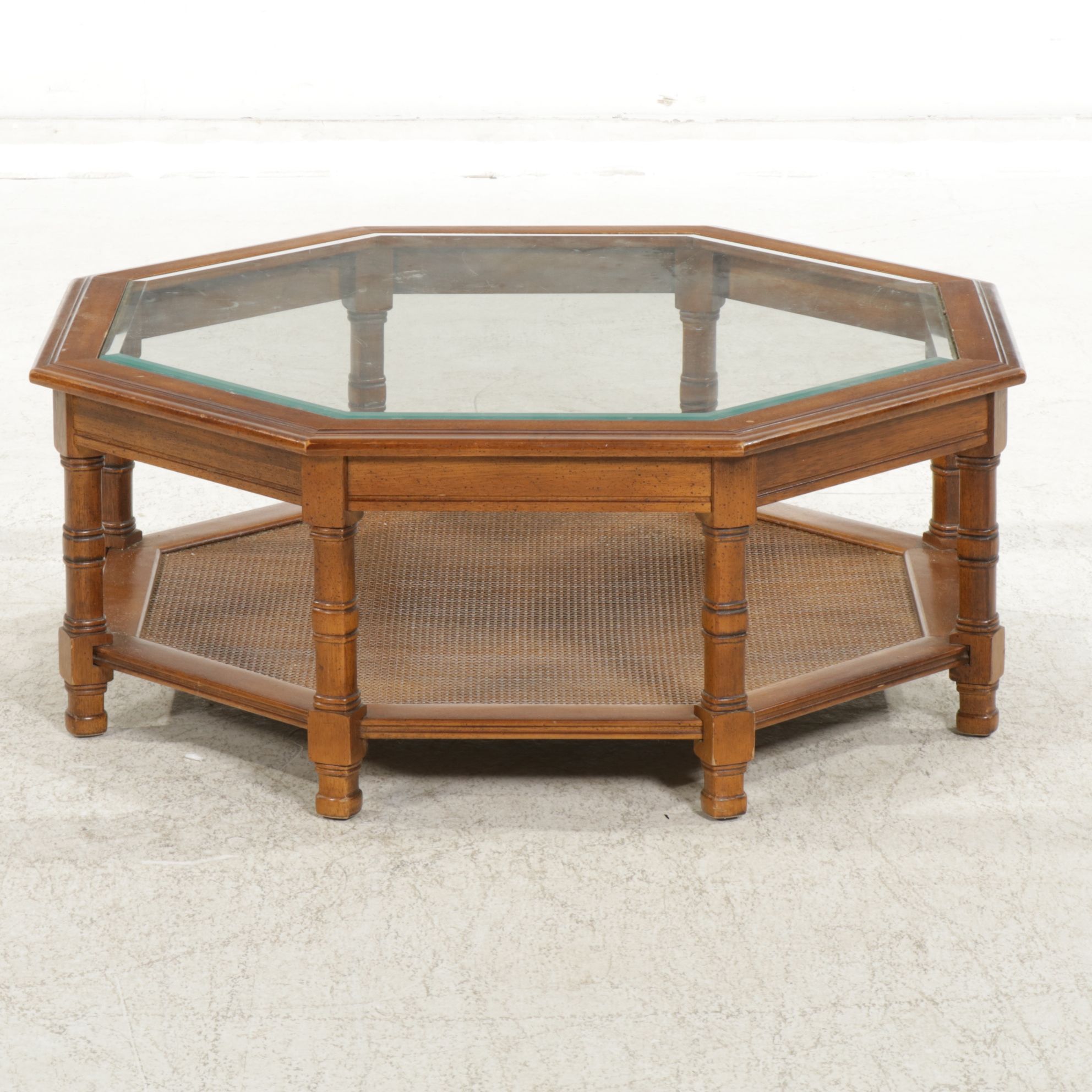 Octagonal Glass-Top Coffee Table, Mid to Late 20th Century