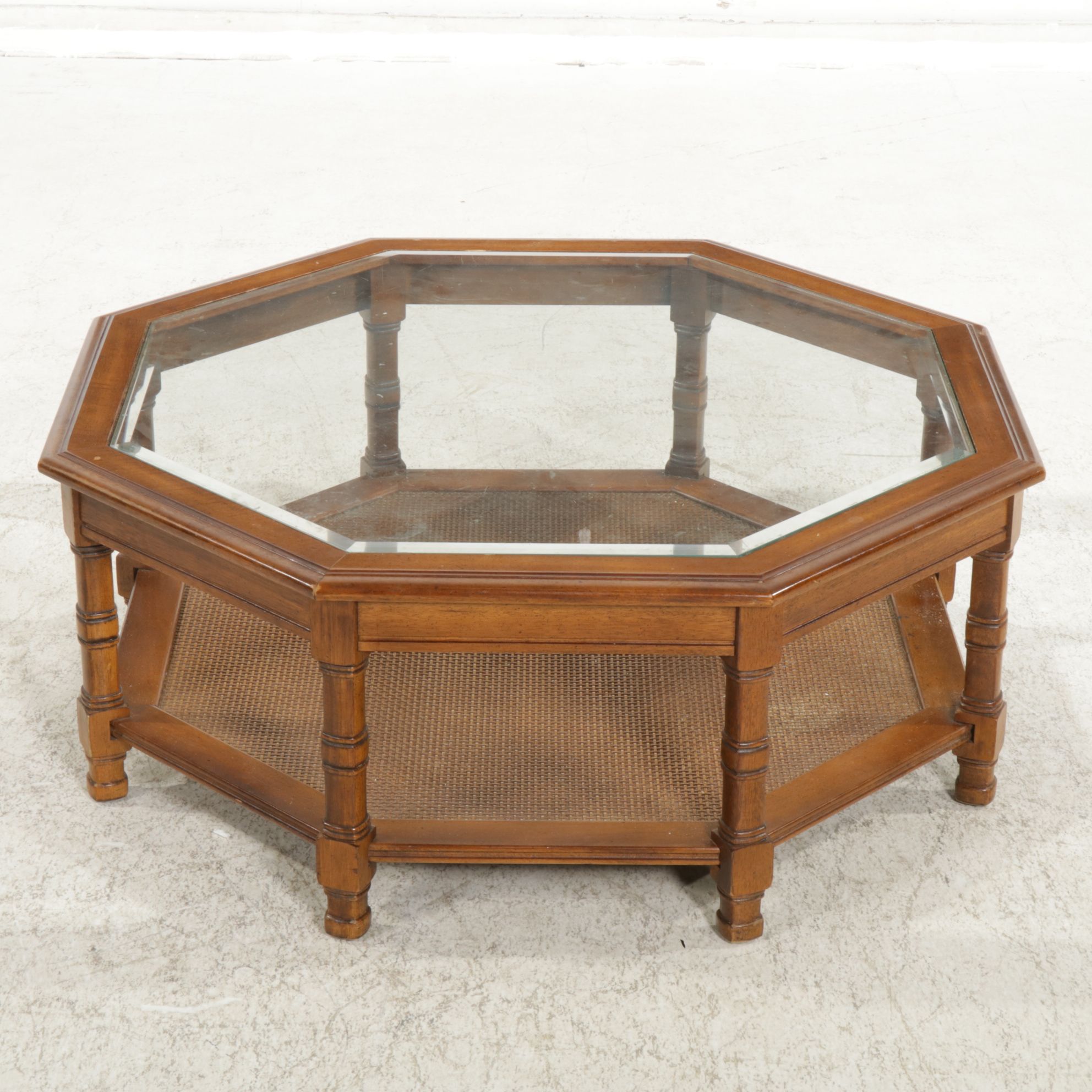 Octagonal Glass-Top Coffee Table, Mid to Late 20th Century