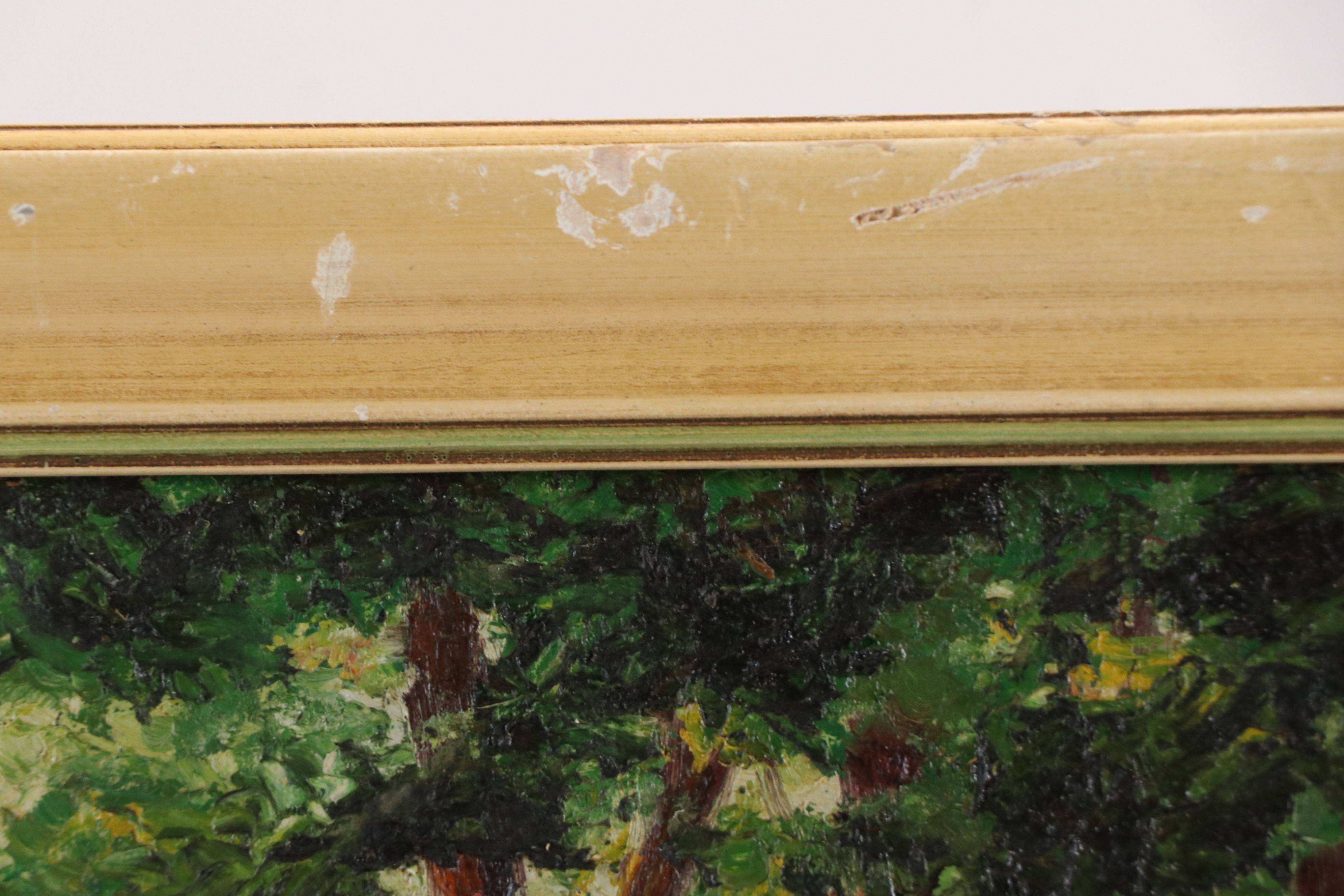 Oil Painting of Women on a Country Road, Mid-20th Century