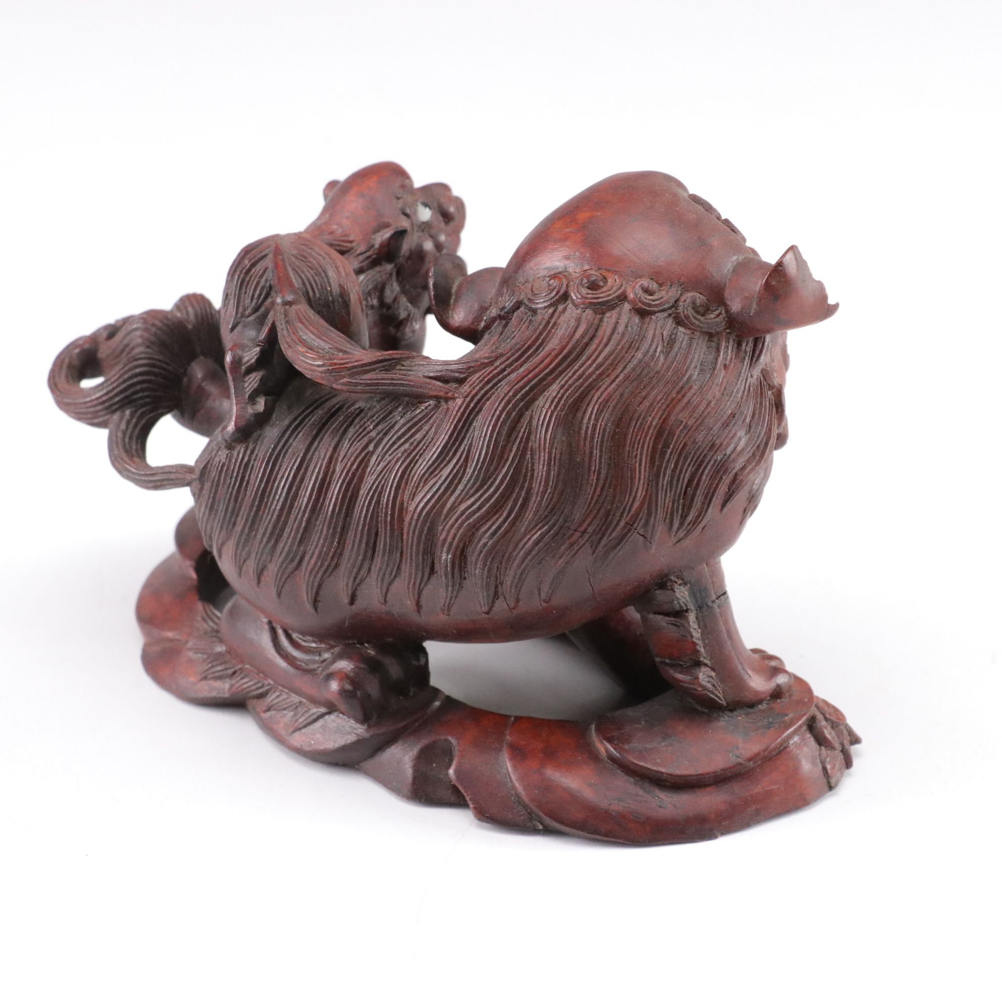 Chinese Carved Guardian Lion with Cub, Malachite Egg, and Figures