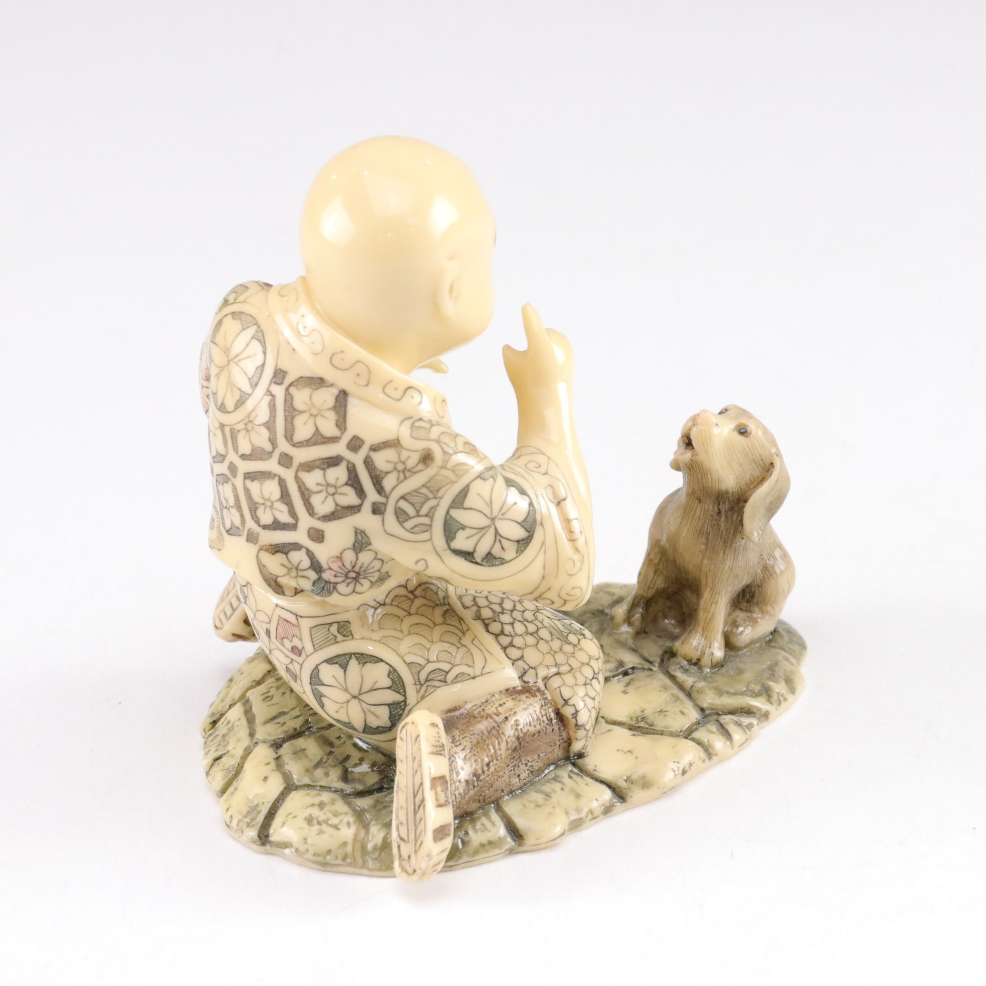 Chinese Carved Guardian Lion with Cub, Malachite Egg, and Figures