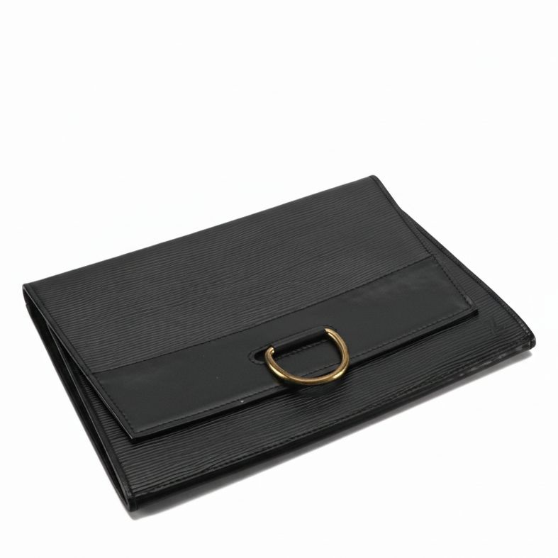 Louis Vuitton Brass D Ring Clutch Bag in Black Epi leather