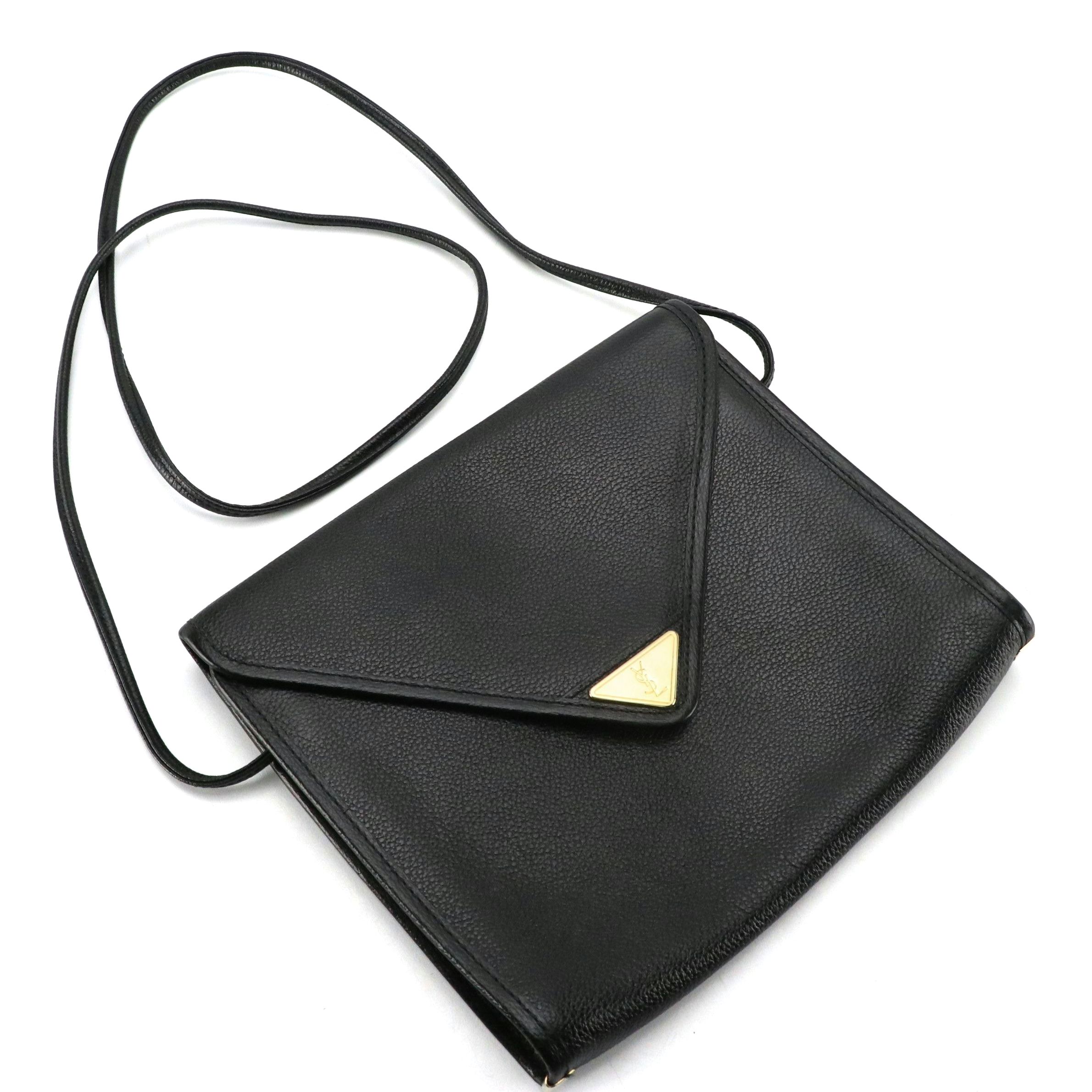 Yves Saint Laurent Crossbody Envelope Bag in Black Pebbled Leather