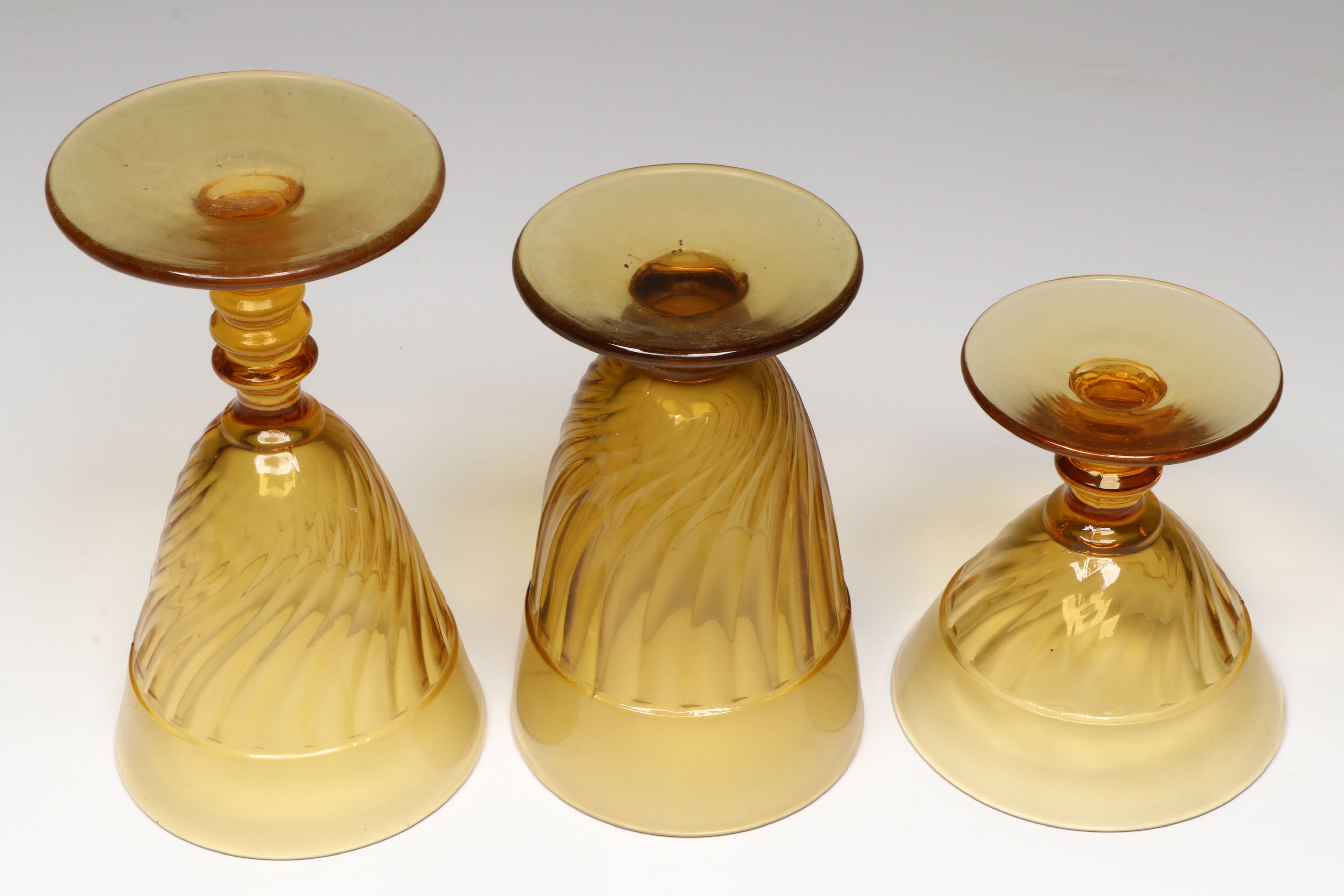 Duncan & Miller "Spiral Flutes Amber" Glass Dinnerware
