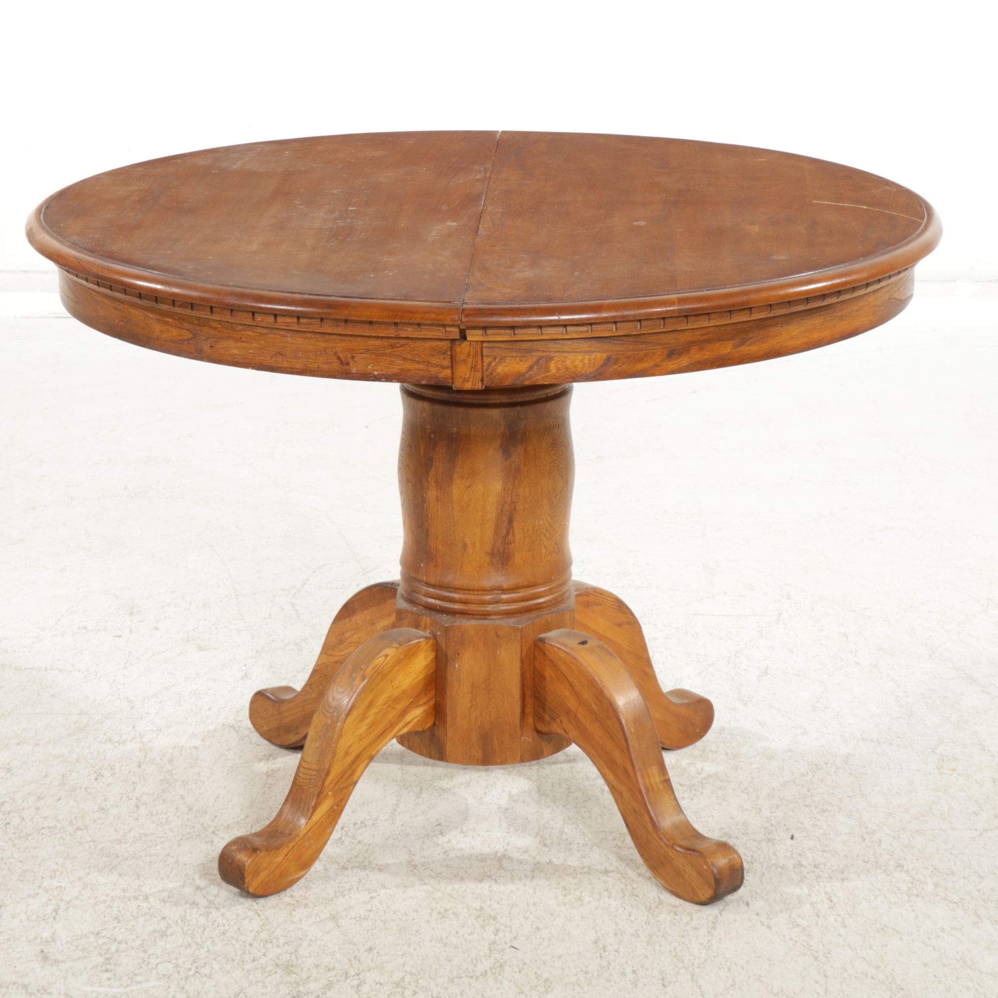 Oak Pedestal Dining Table with Four Hoop-Back Chairs