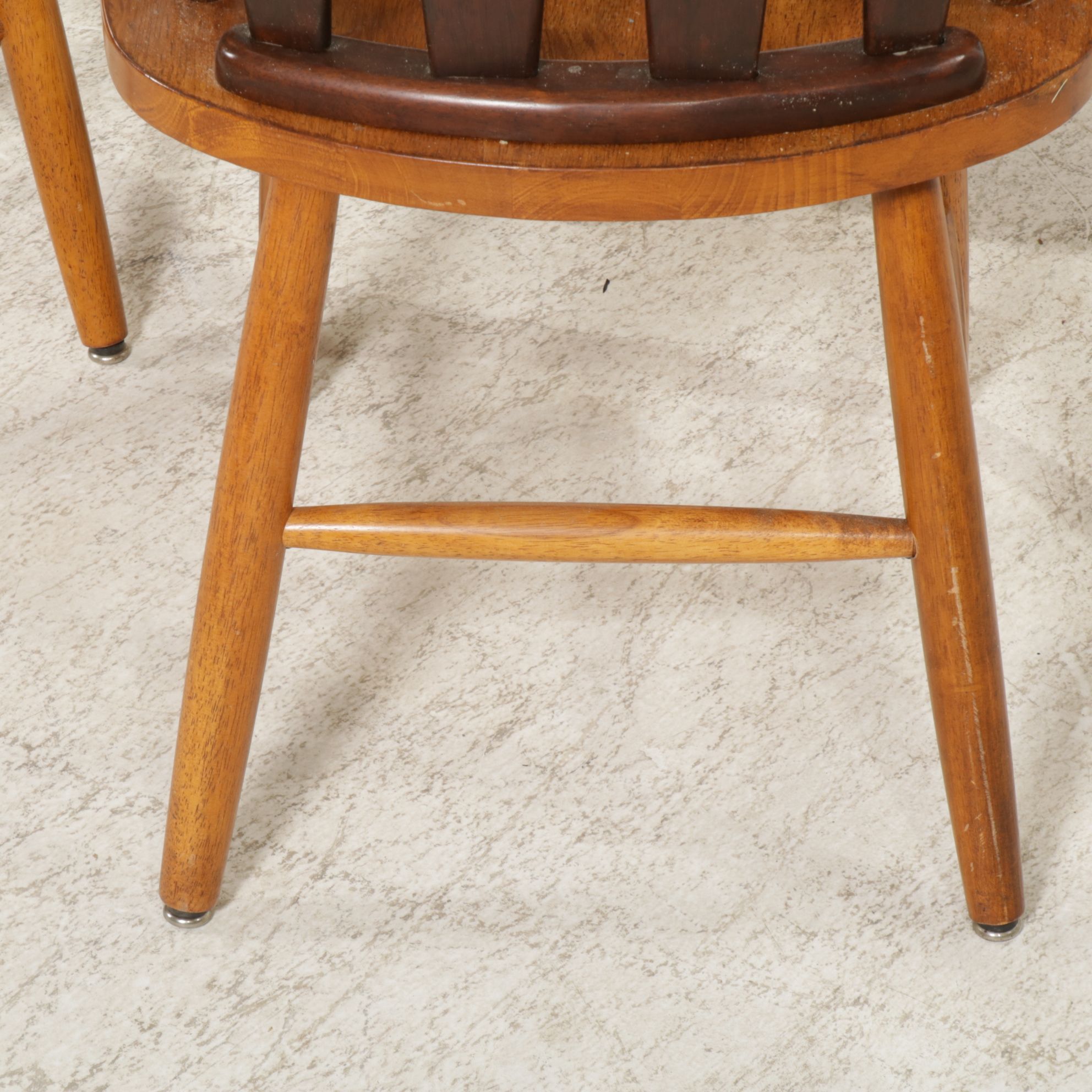 Oak Pedestal Dining Table with Four Hoop-Back Chairs