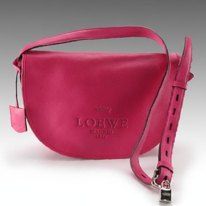Loewe Pink Leather Heritage Messenger Shoulder Bag