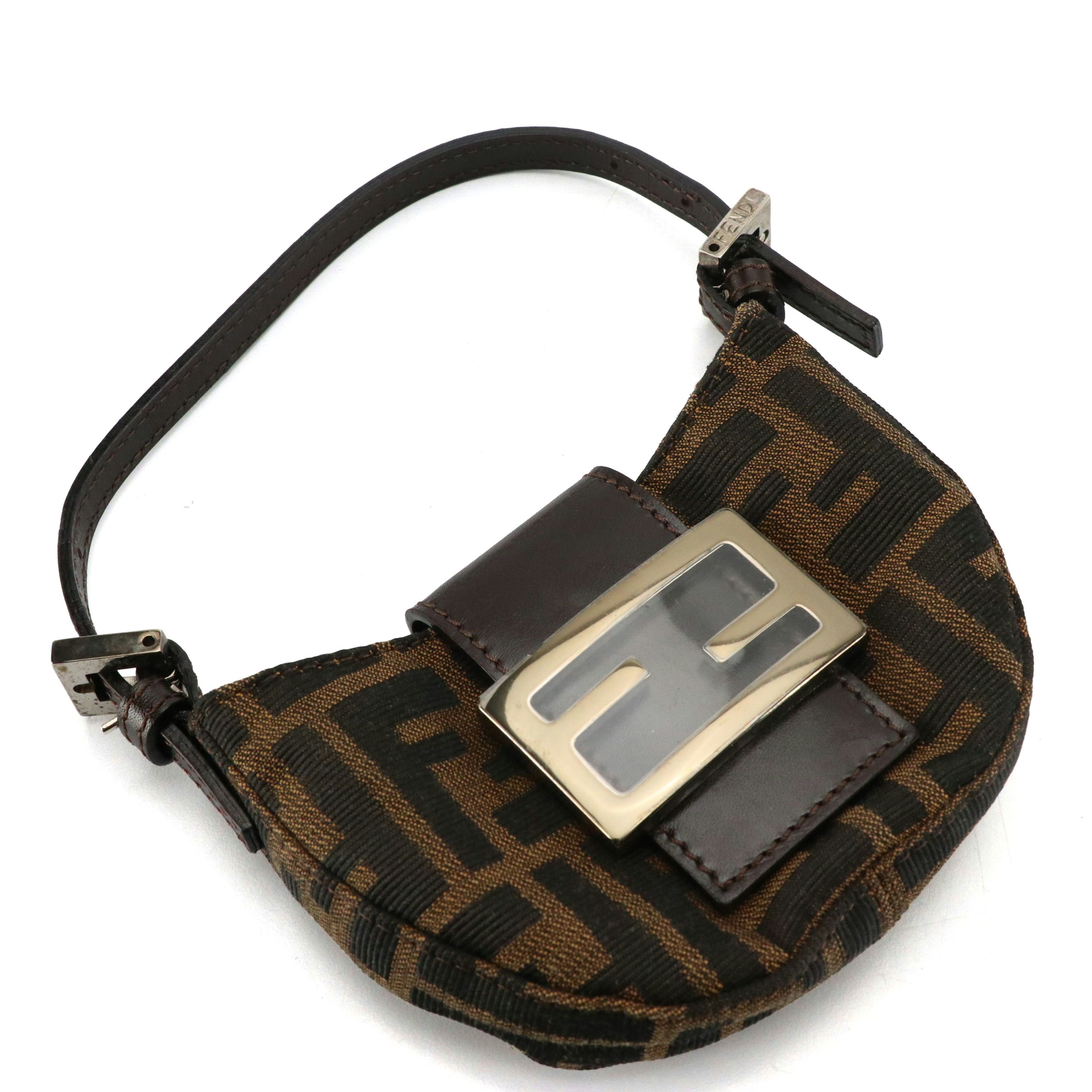 Fendi Mini Zucca Canvas and Leather Croissant Handbag