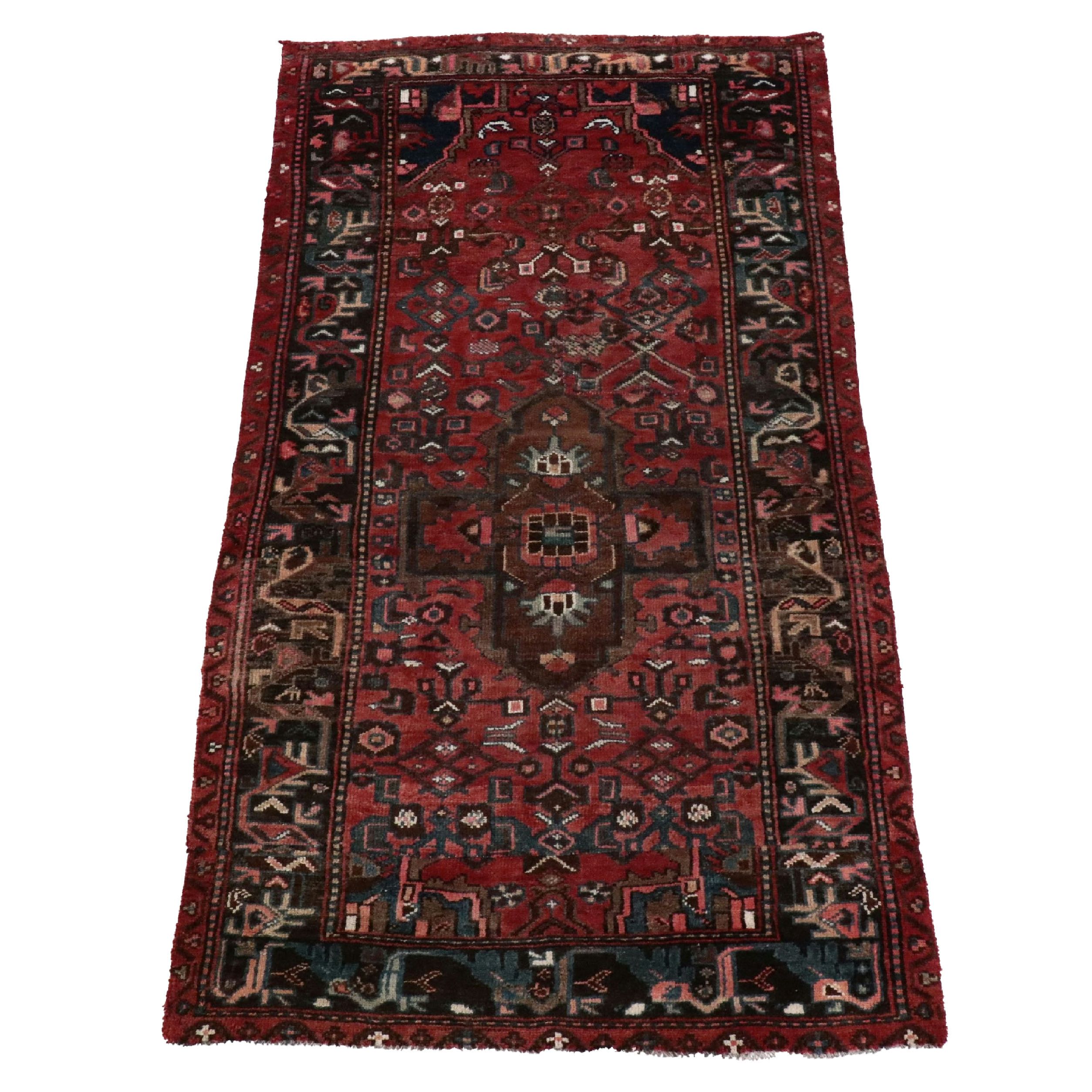 4'2 x 8'1 Hand-Knotted Persian Hamadan Area Rug