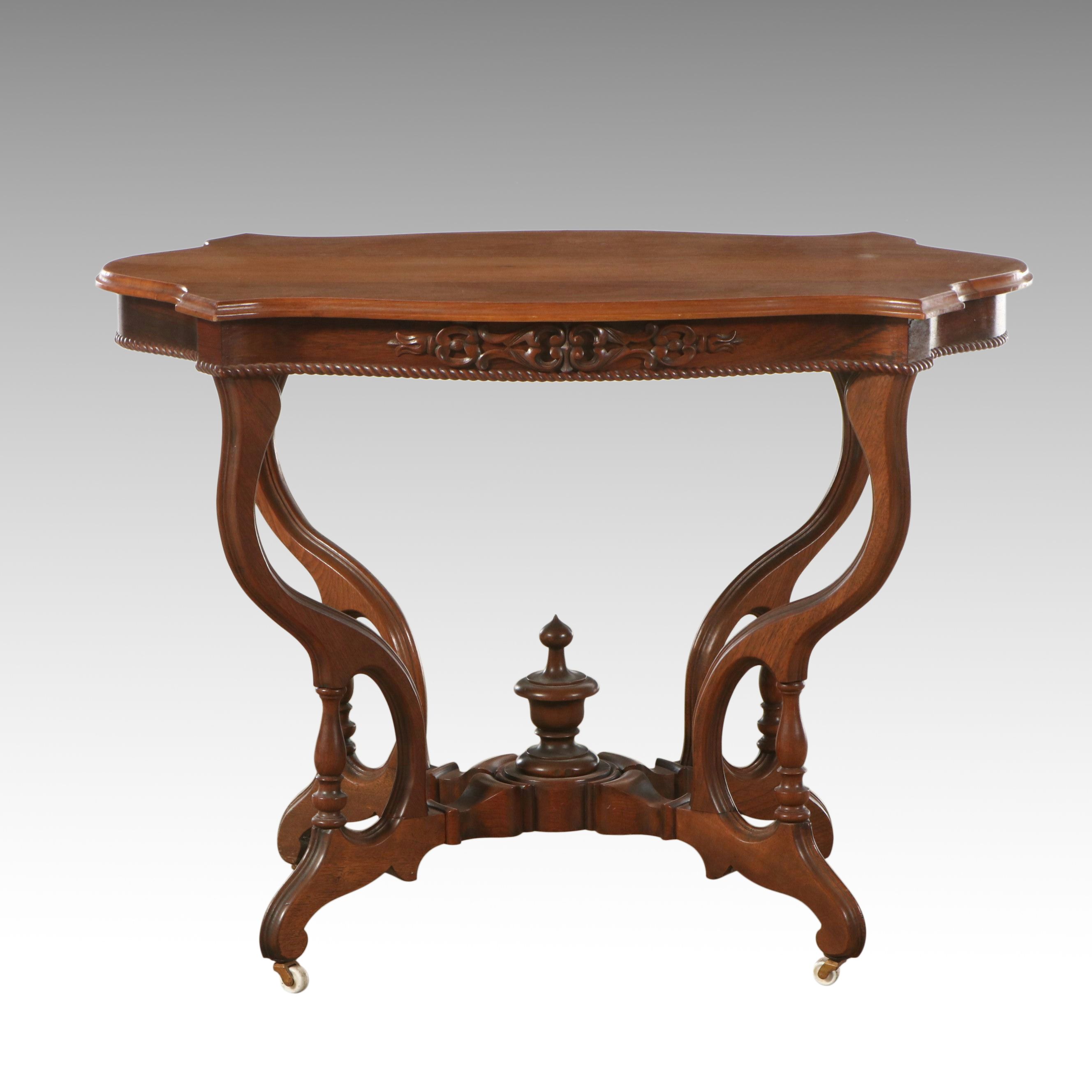 Late Victorian Style Carved Walnut Hall Table, Early 20th Century