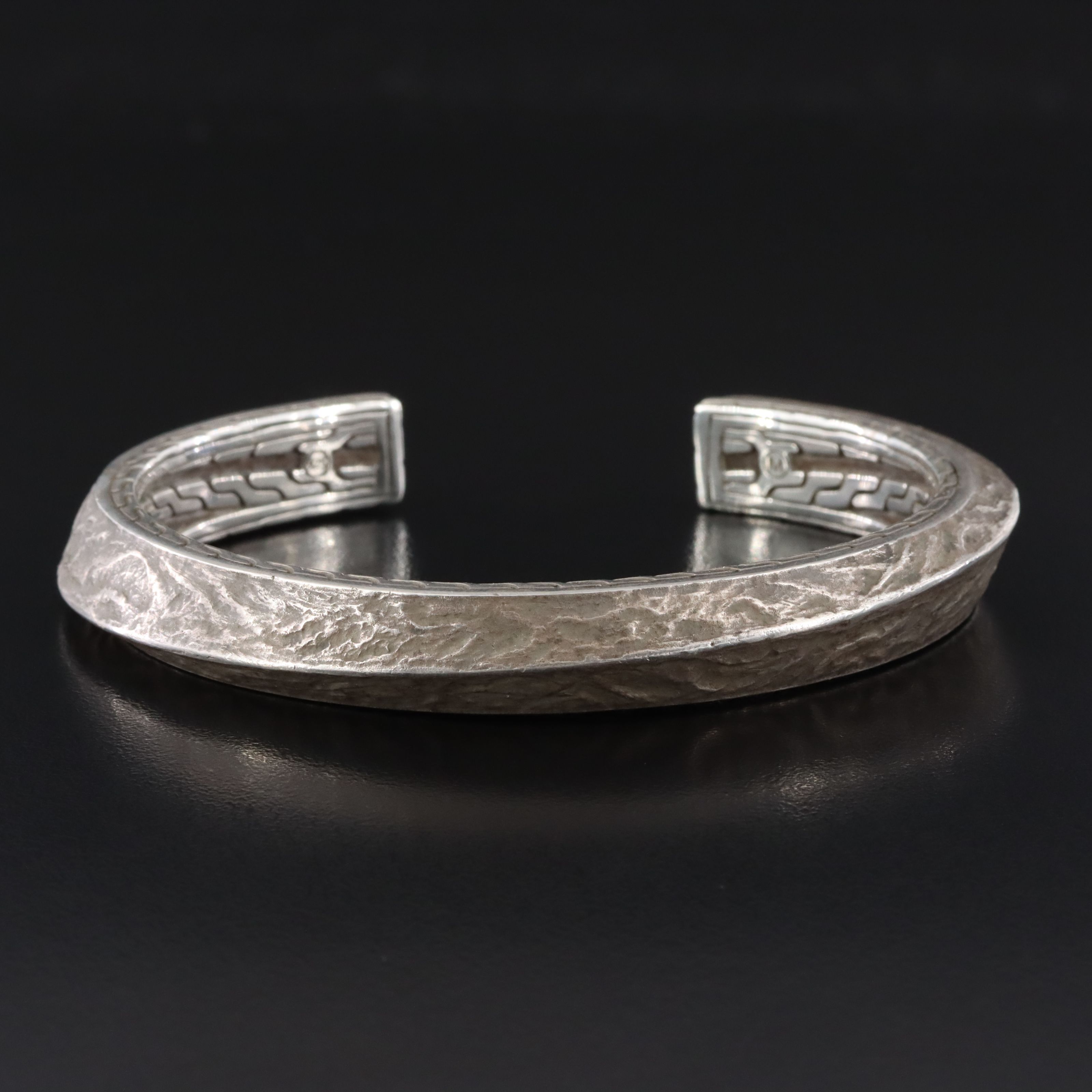 John Hardy Sterling Cuff Bracelet with Classic Chain Border