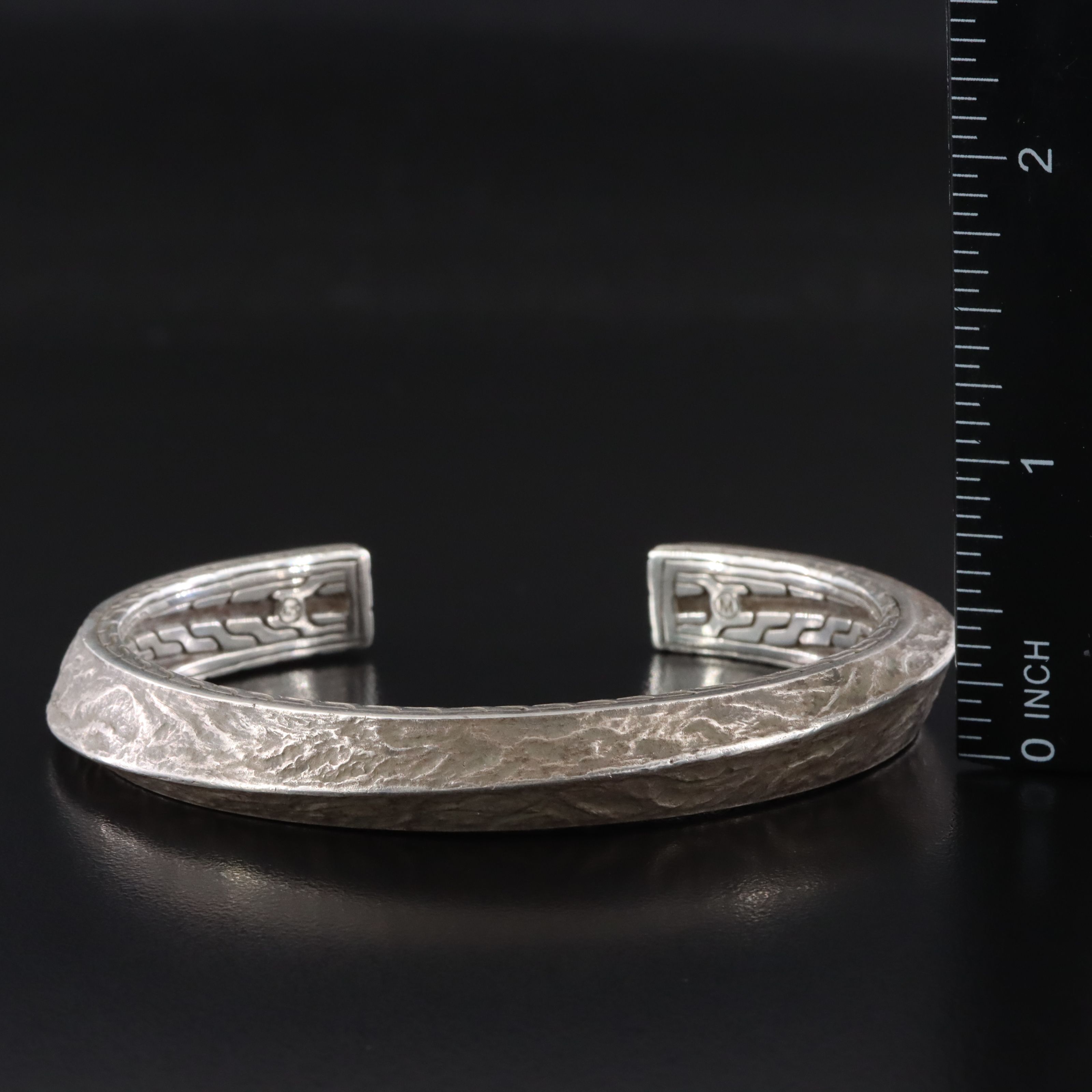 John Hardy Sterling Cuff Bracelet with Classic Chain Border
