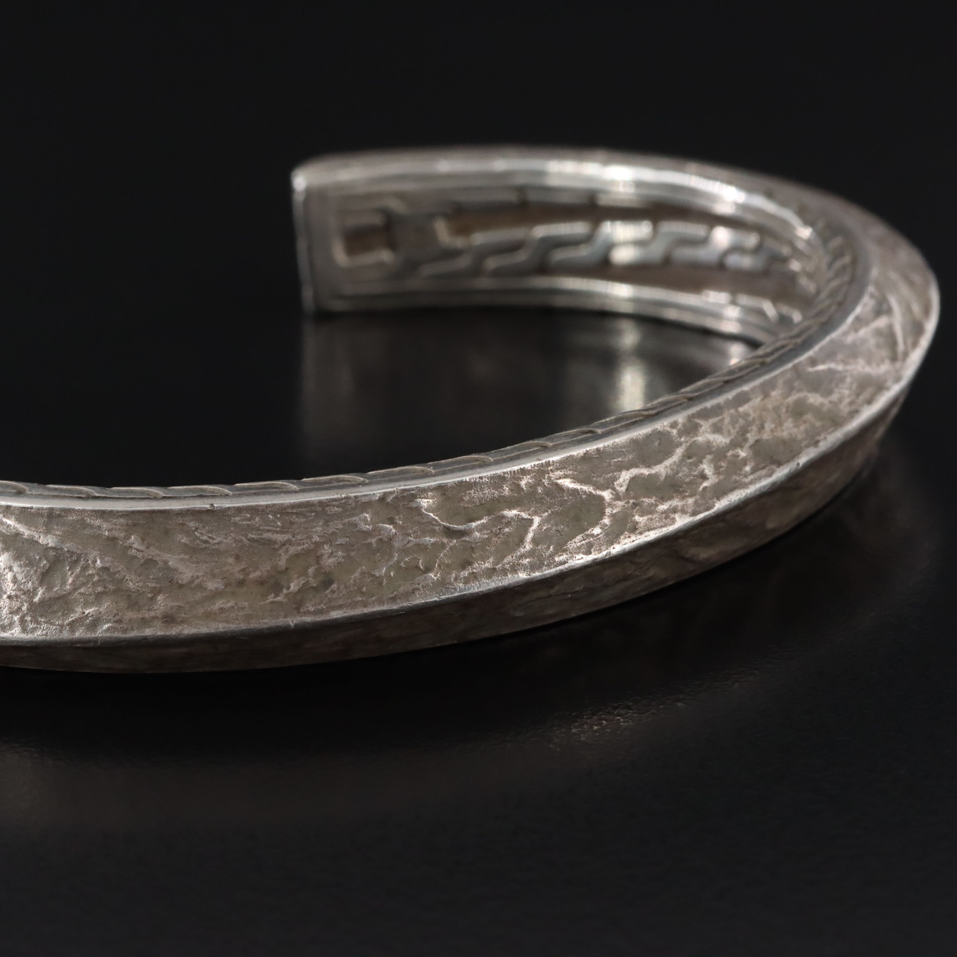 John Hardy Sterling Cuff Bracelet with Classic Chain Border