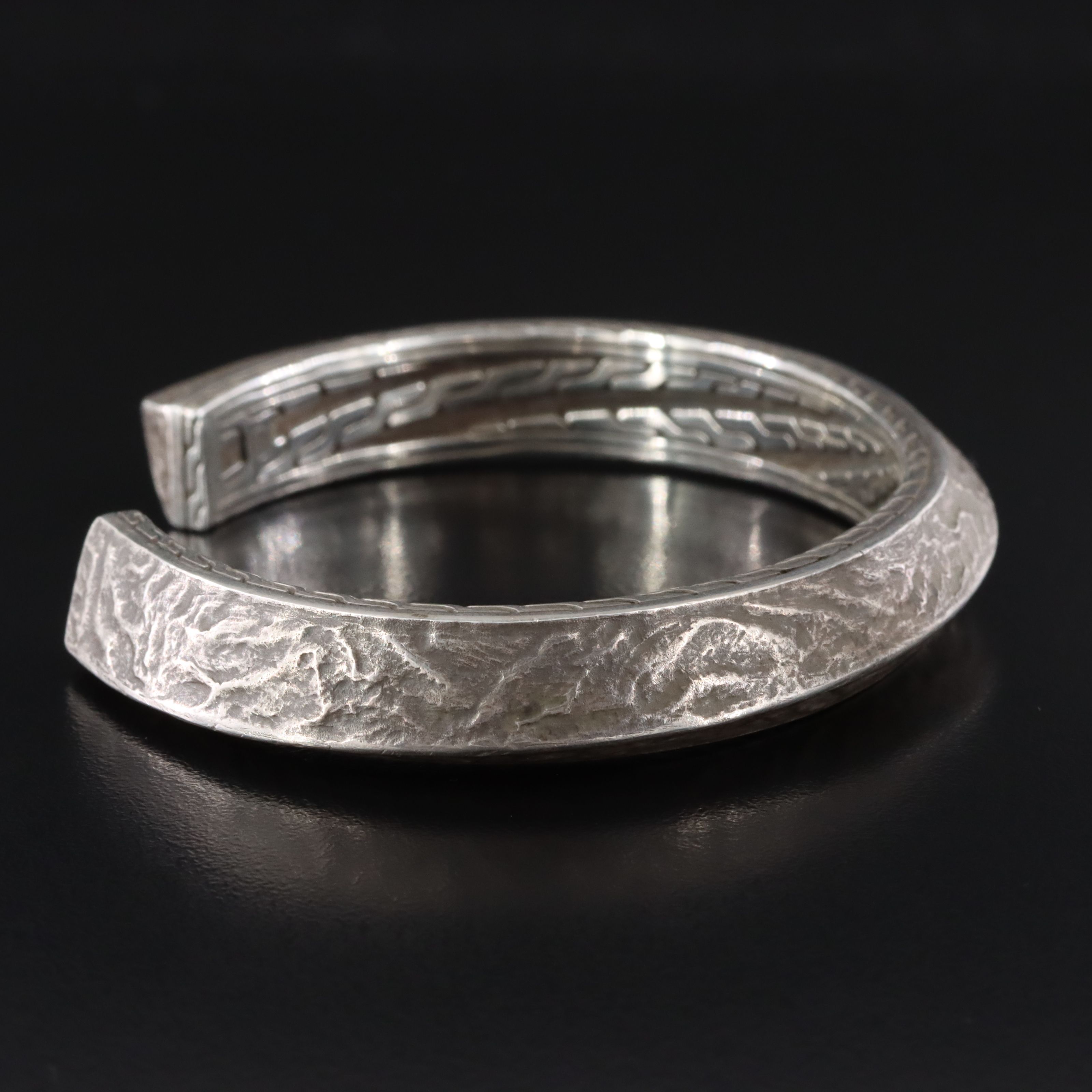 John Hardy Sterling Cuff Bracelet with Classic Chain Border