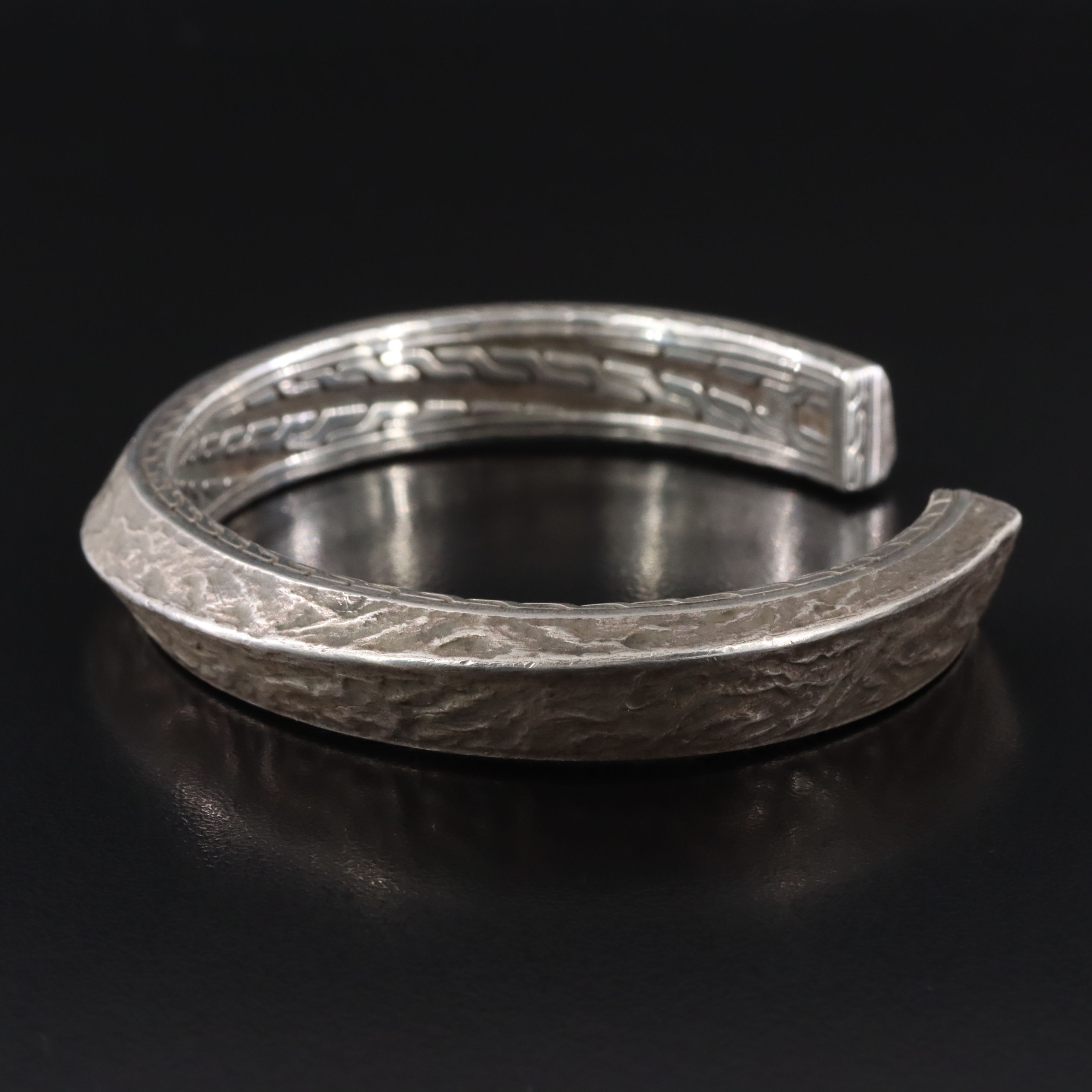 John Hardy Sterling Cuff Bracelet with Classic Chain Border