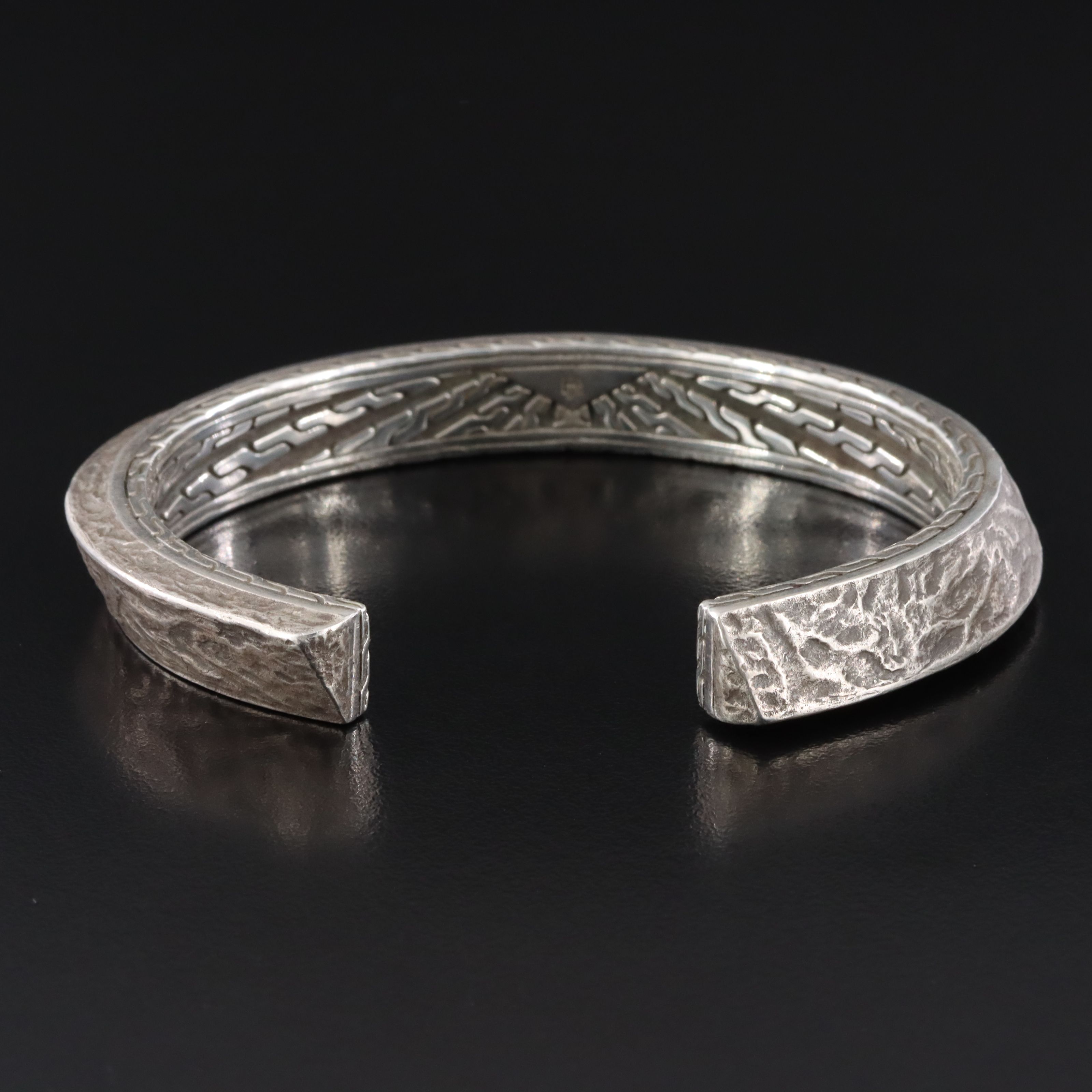 John Hardy Sterling Cuff Bracelet with Classic Chain Border